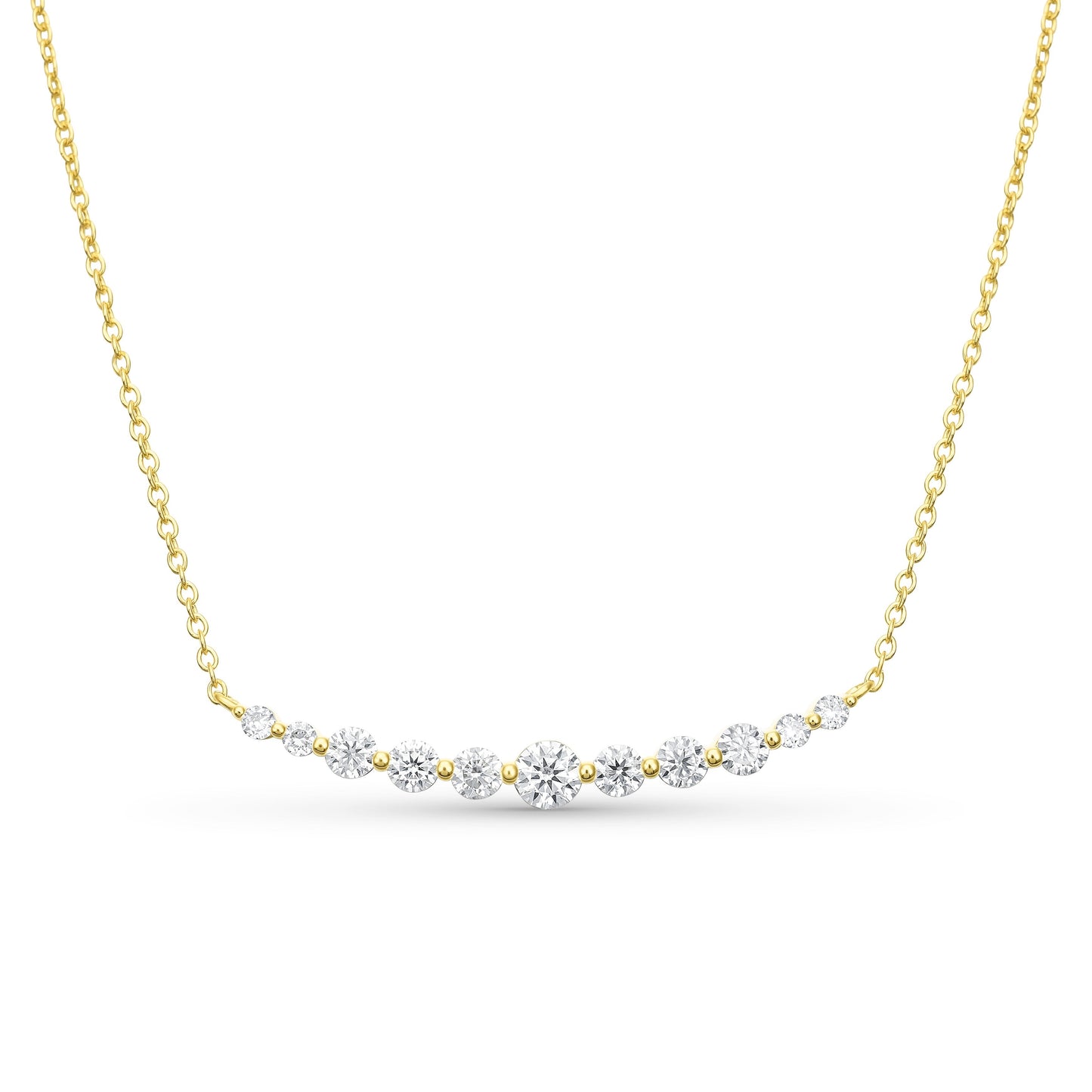 Undec Diamond Curved Bar Necklace