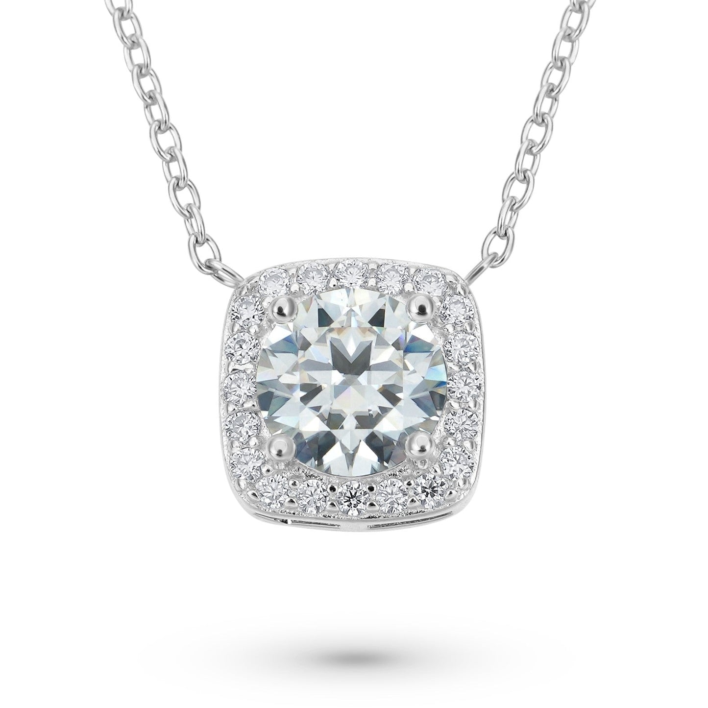 Cushion Halo 1 Carat Round Cut Diamond Necklace