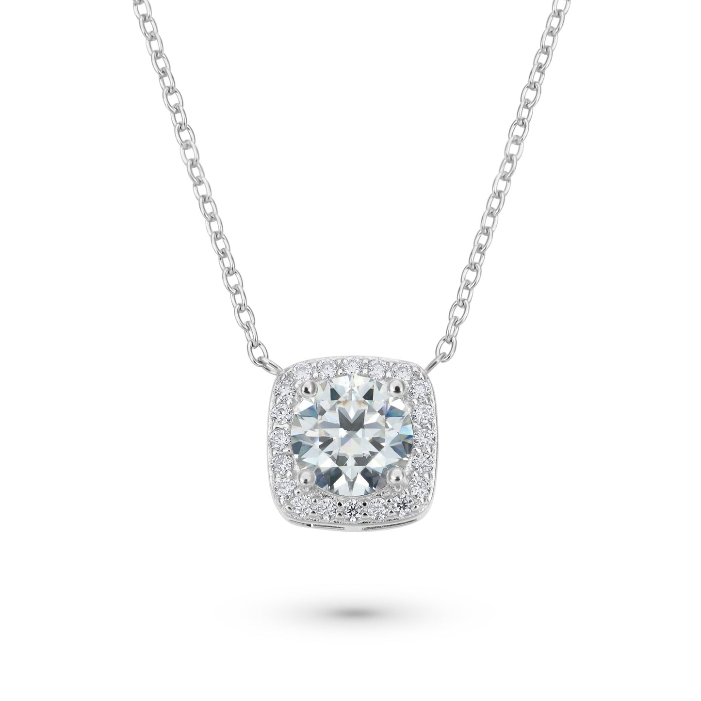 Cushion Halo 1 Carat Round Cut Diamond Necklace