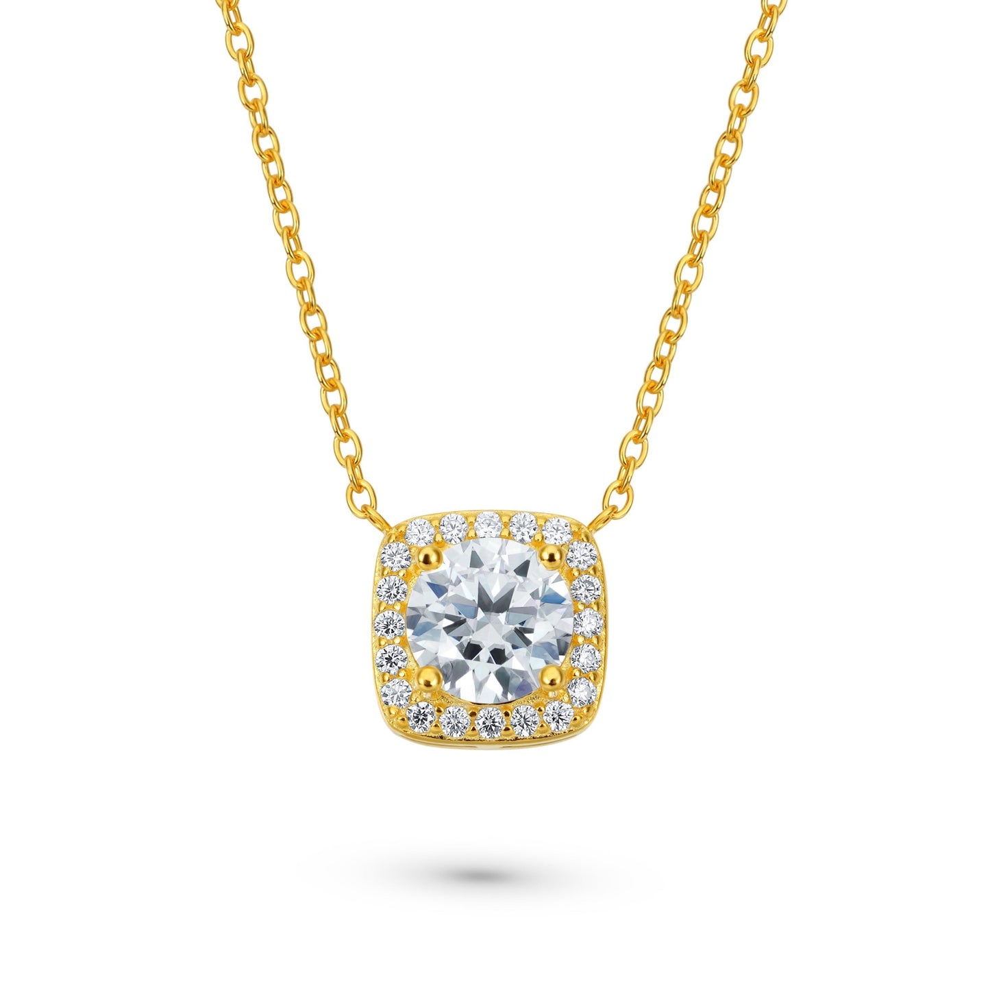 Cushion Halo 1 Carat Round Cut Diamond Necklace