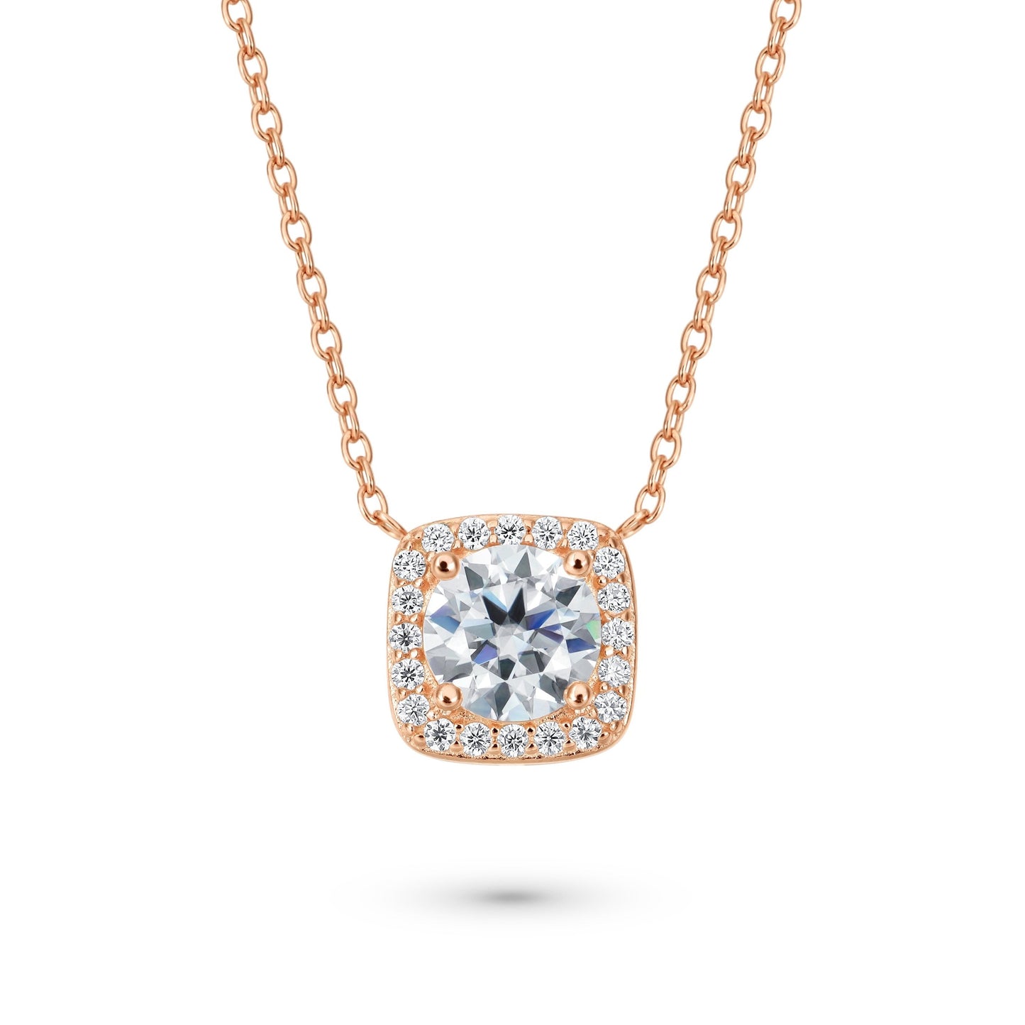 Cushion Halo 1 Carat Round Cut Diamond Necklace