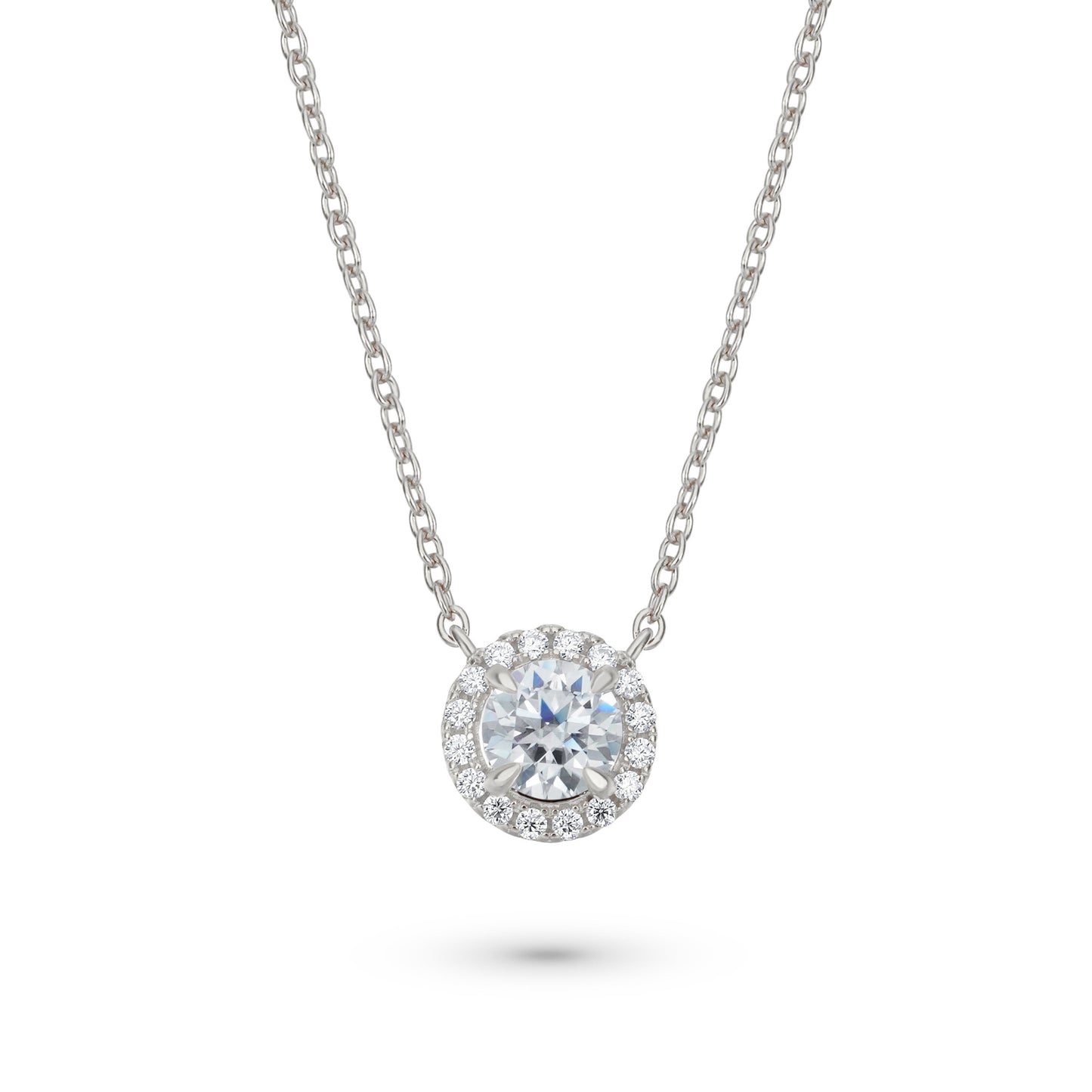 Halo Round Cut Moissanite Necklace