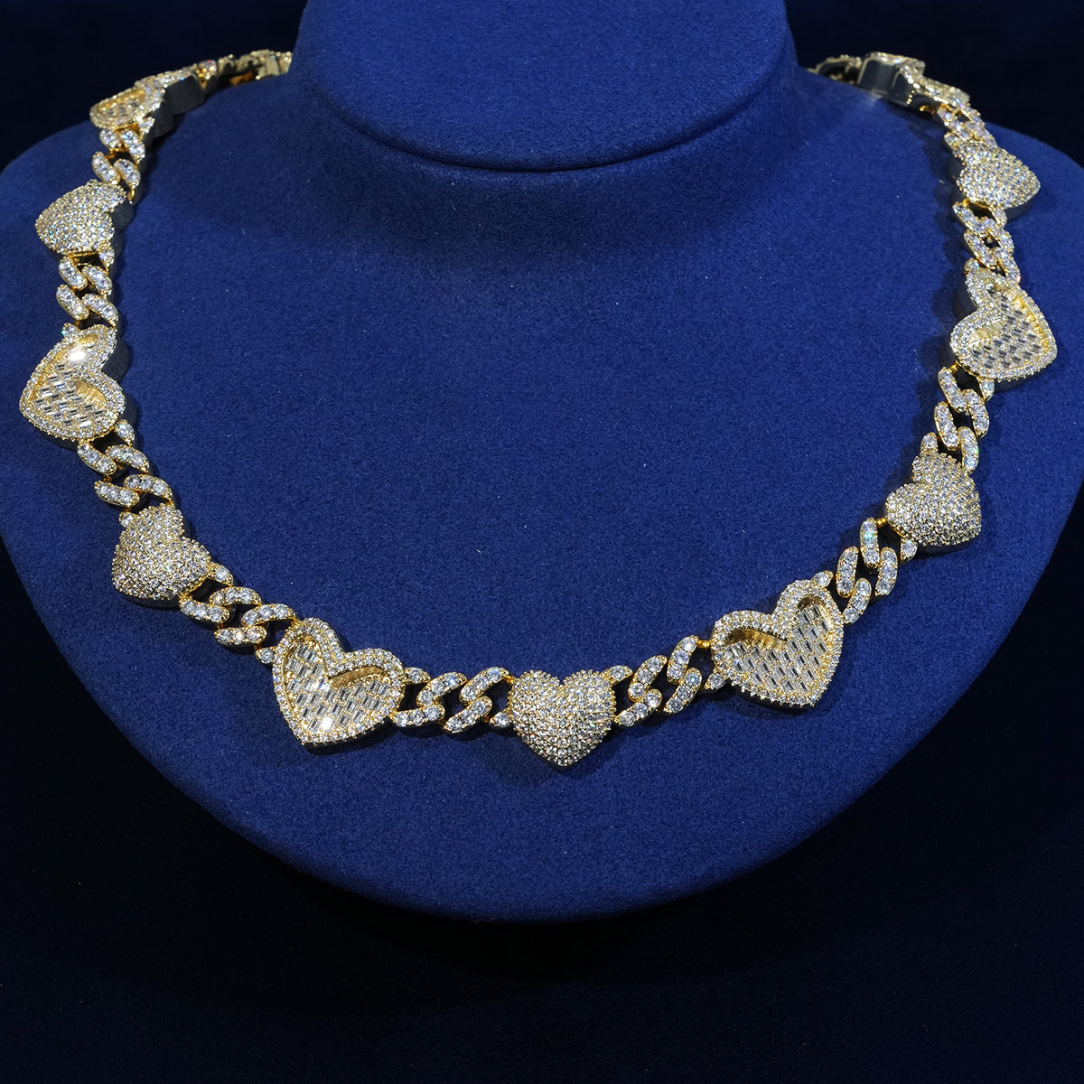 13MM Diamond Baguette Heart Necklace