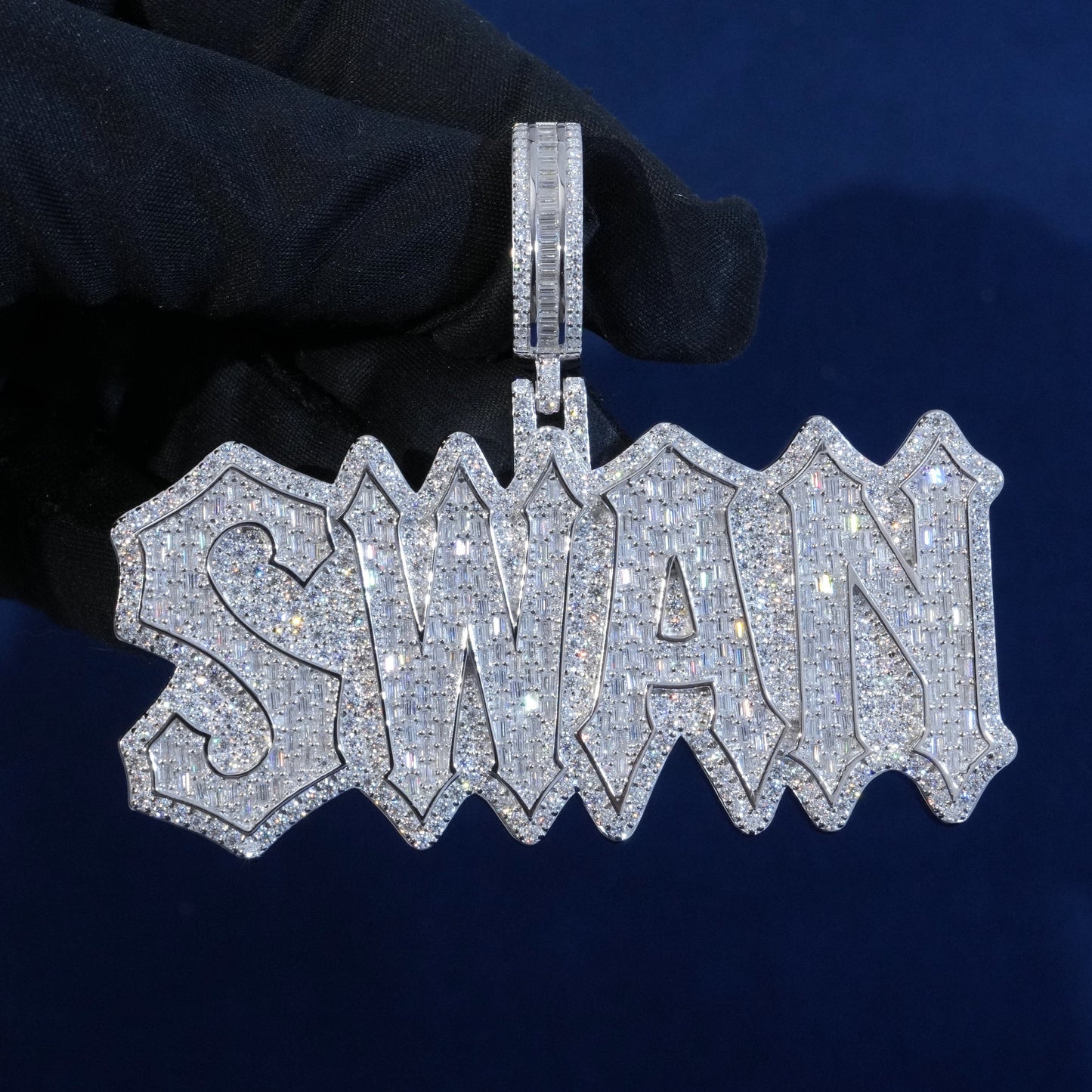 Custom S925 Baguette Moissanite Letter Pendant