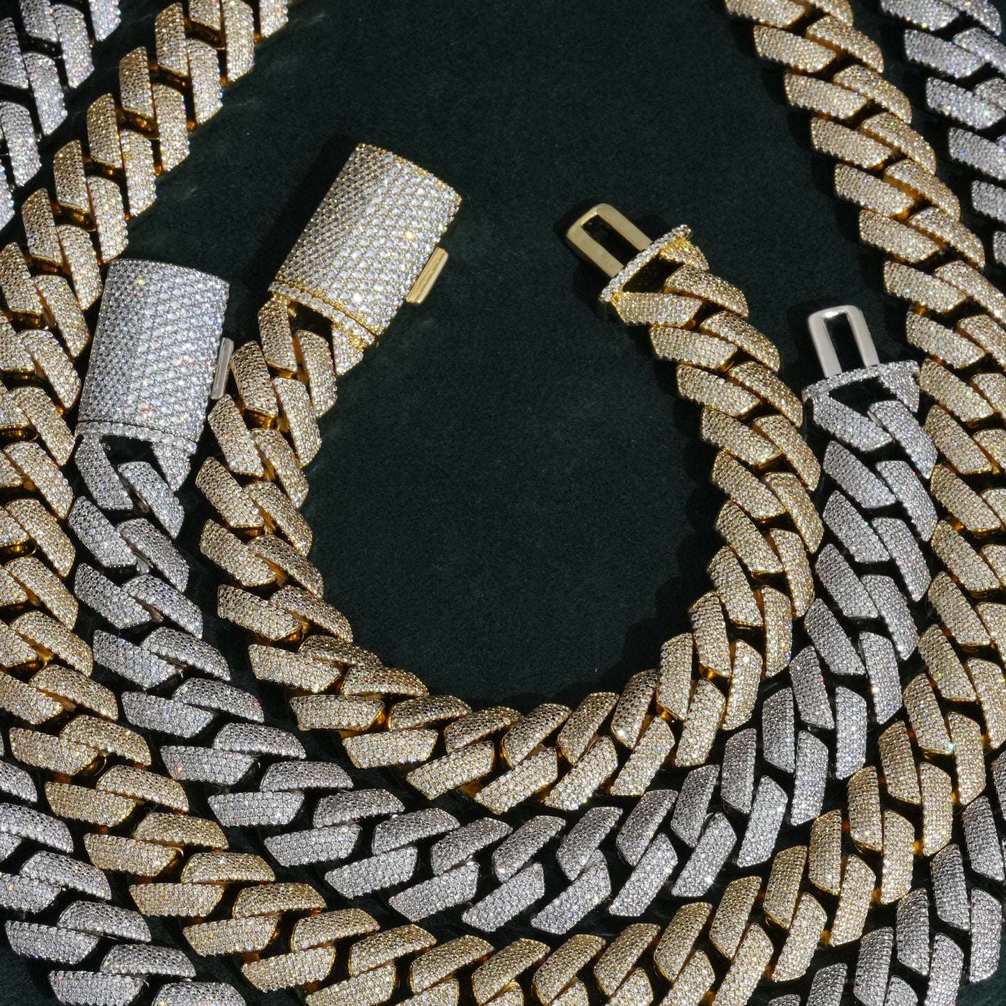 15mm 4-Row Diamond Cuban Bracelet Extended Clasp