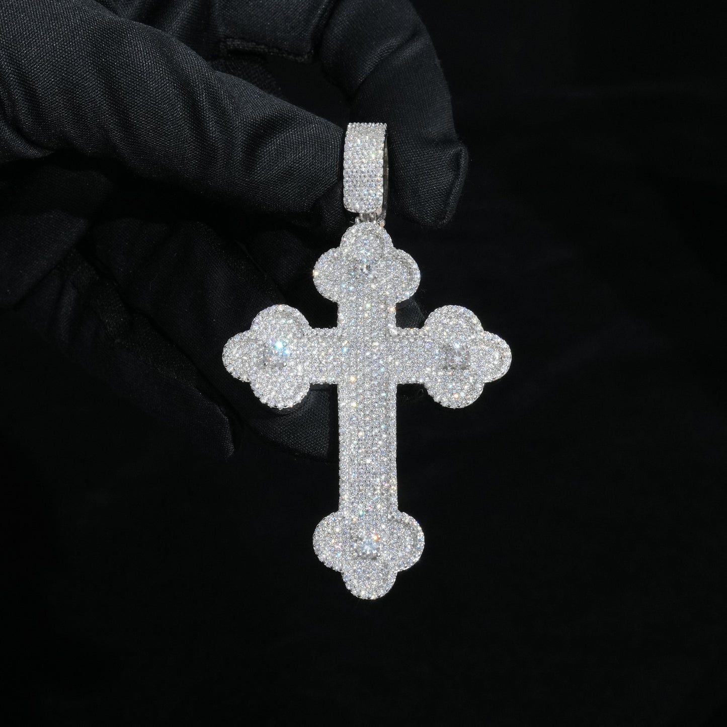 Moissanite Bottony Cross Pendant