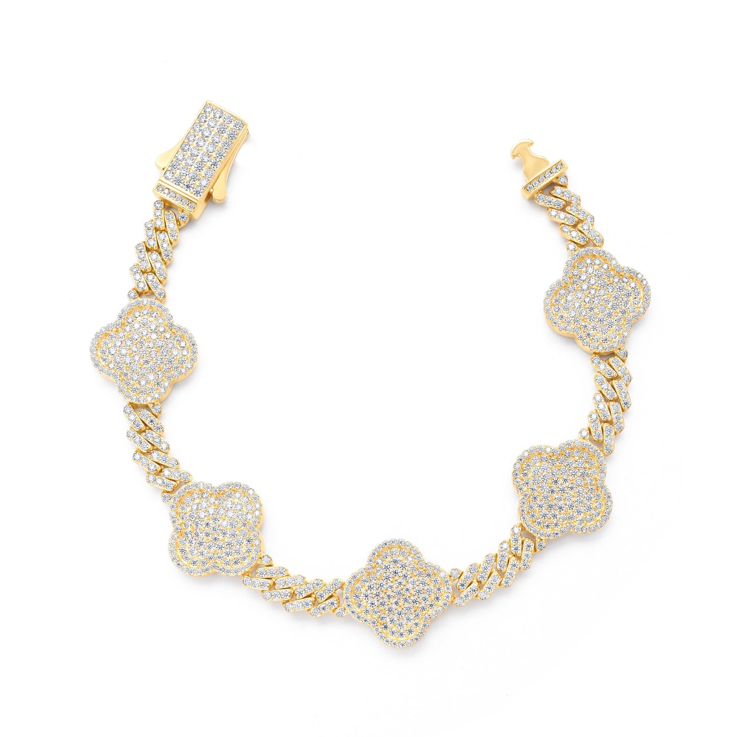 Diamond Clover Bracelet in Sterling Silver