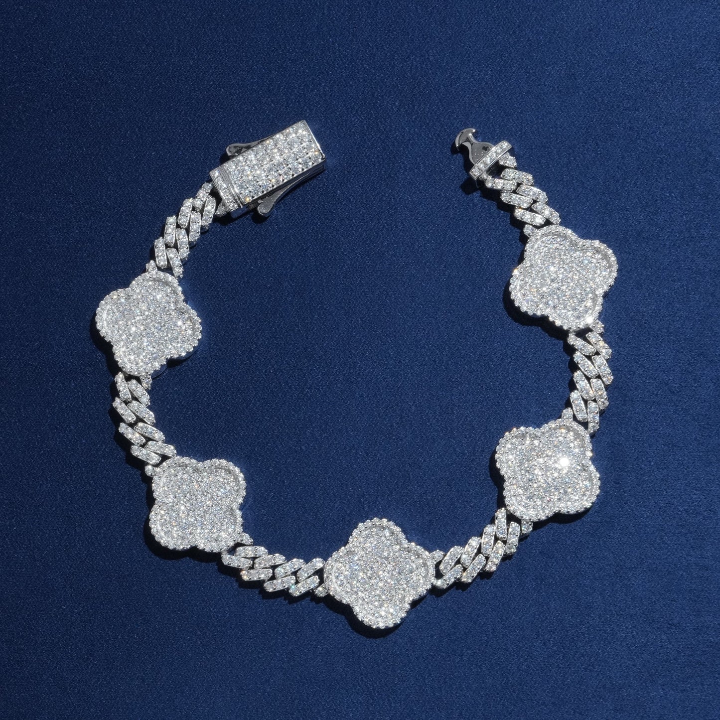 Diamond Clover Bracelet in Sterling Silver