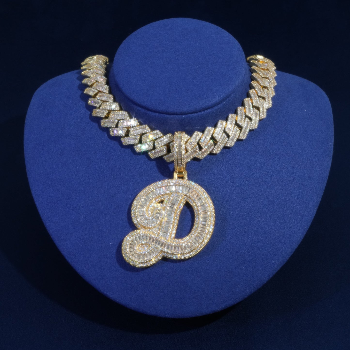 Baguette Script Initial Pendant