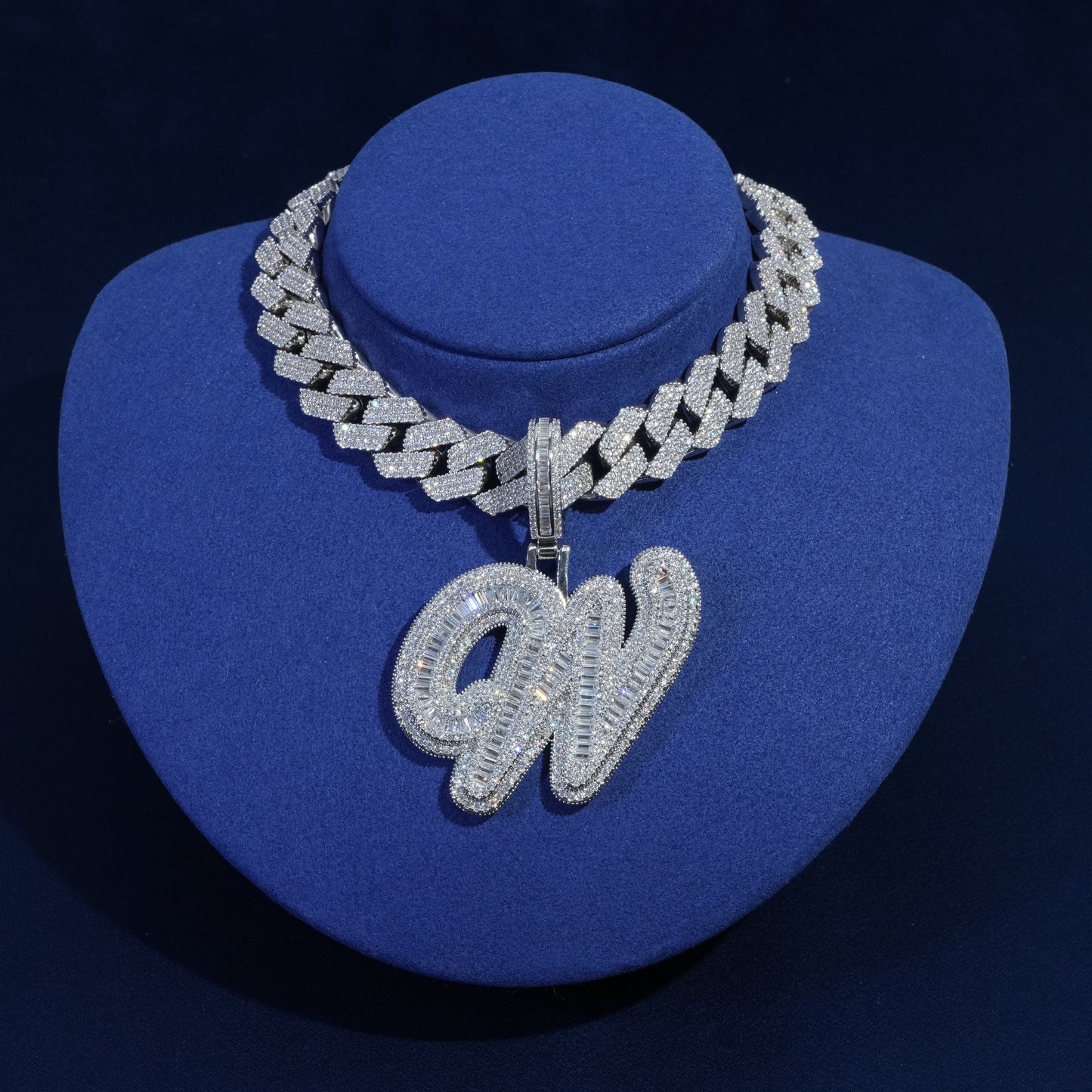 Baguette Script Initial Pendant