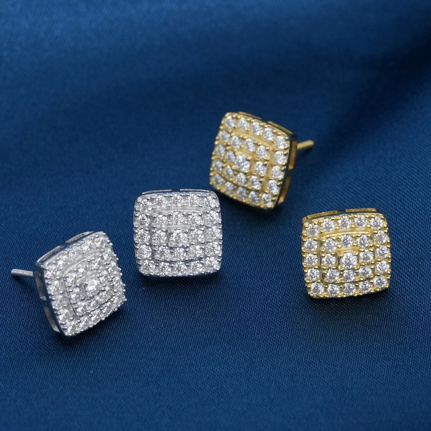 Moissanite Pave Cushion Stud Earrings