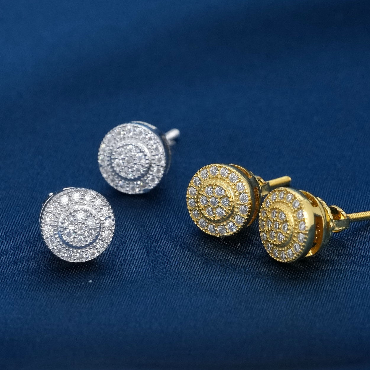 Round Pave Moissanite Stud Earrings