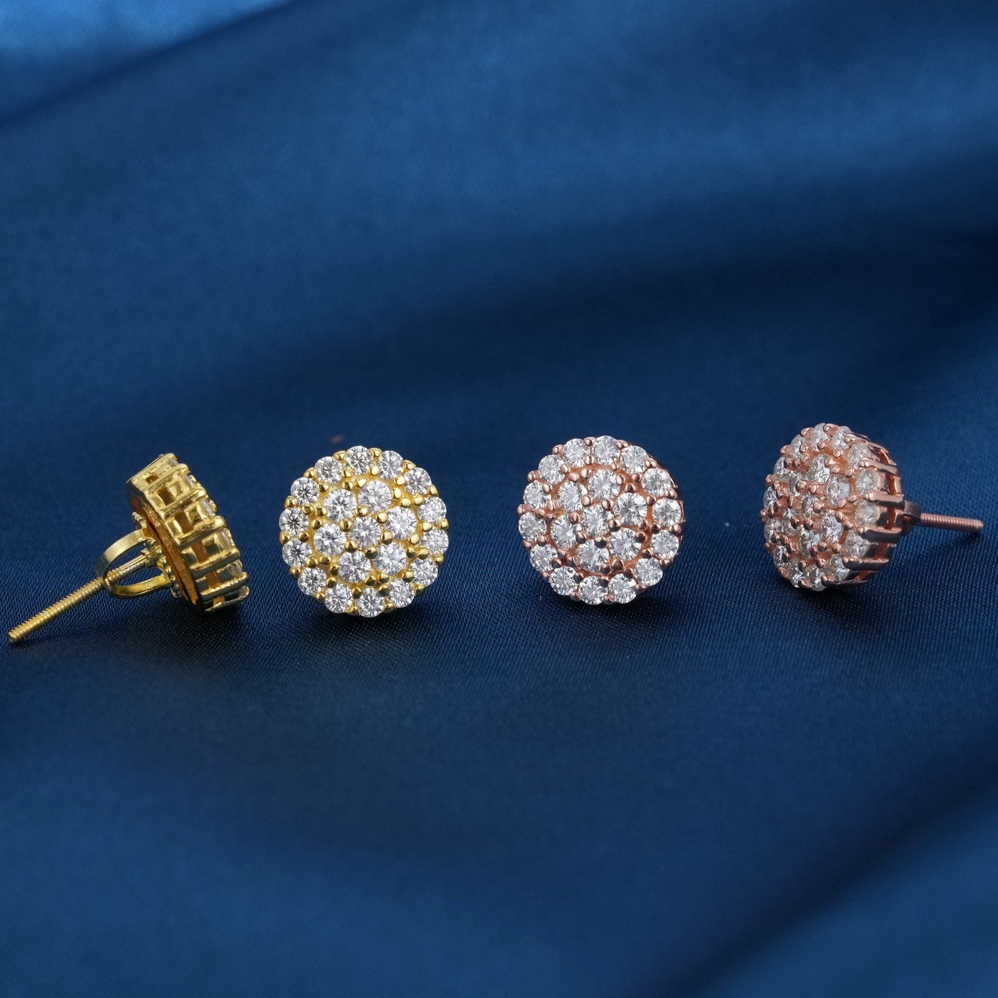 Round Pave VVS Moissanite Stud Earrings