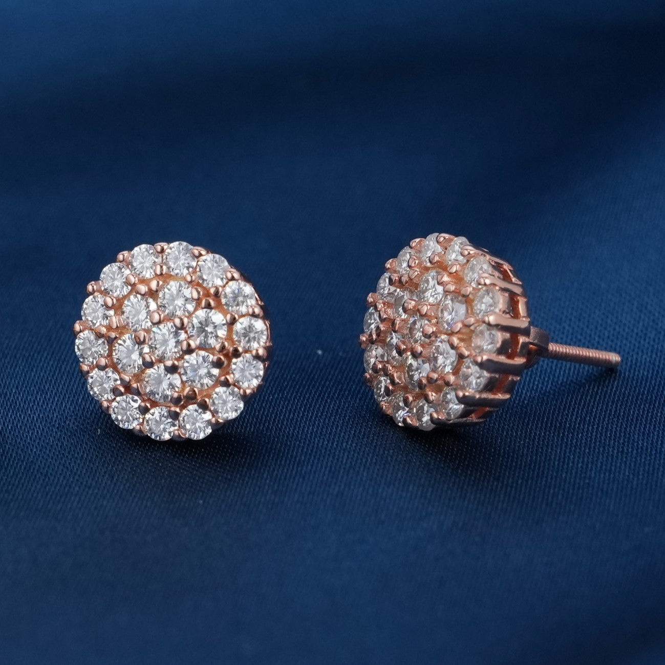 Round Pave VVS Moissanite Stud Earrings