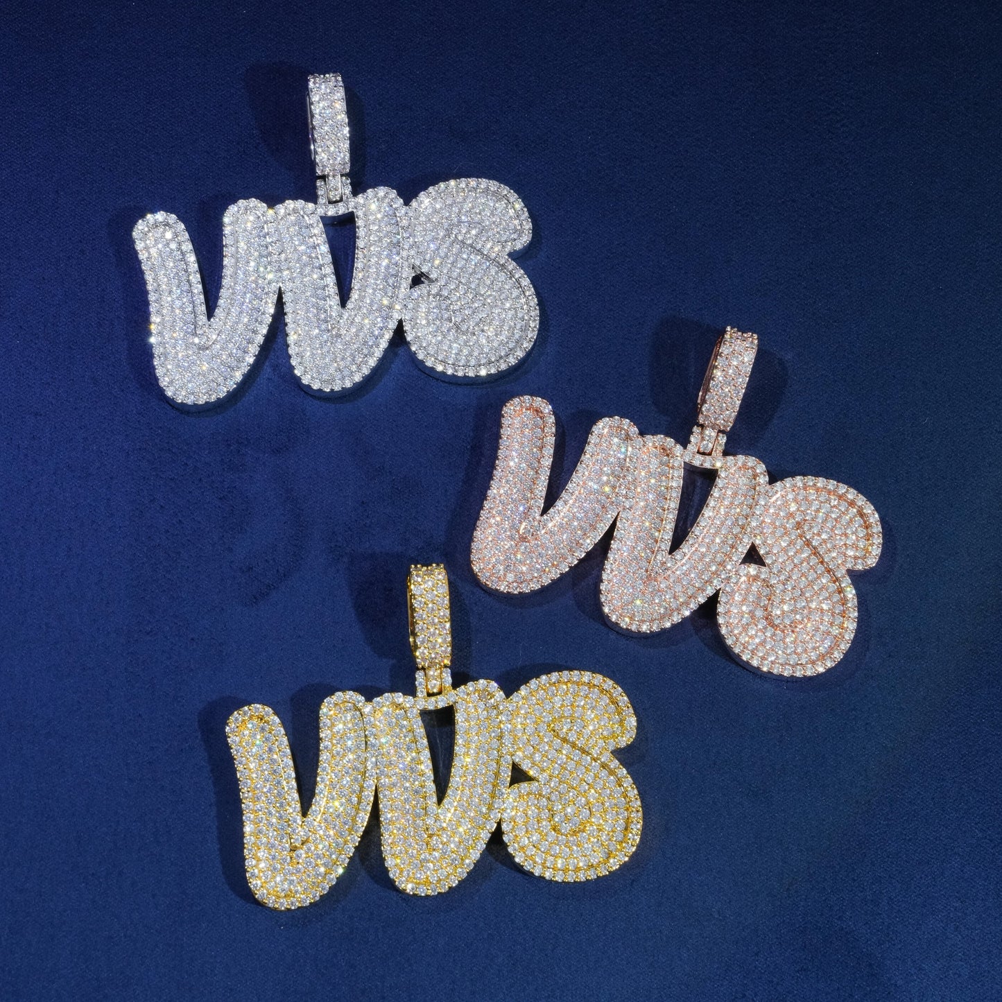 Diamond Groovy Letter Custom Pendant