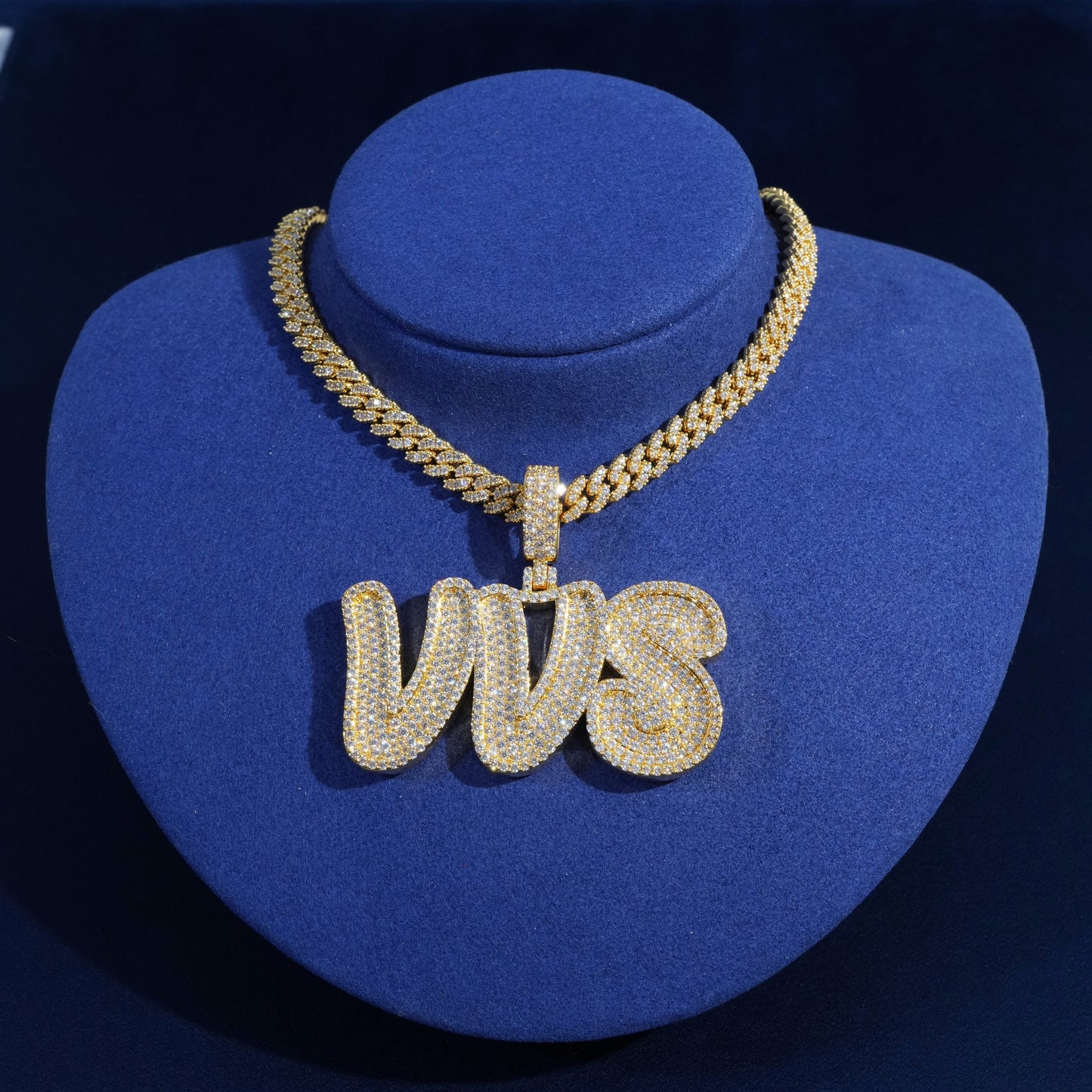 Diamond Groovy Letter Custom Pendant