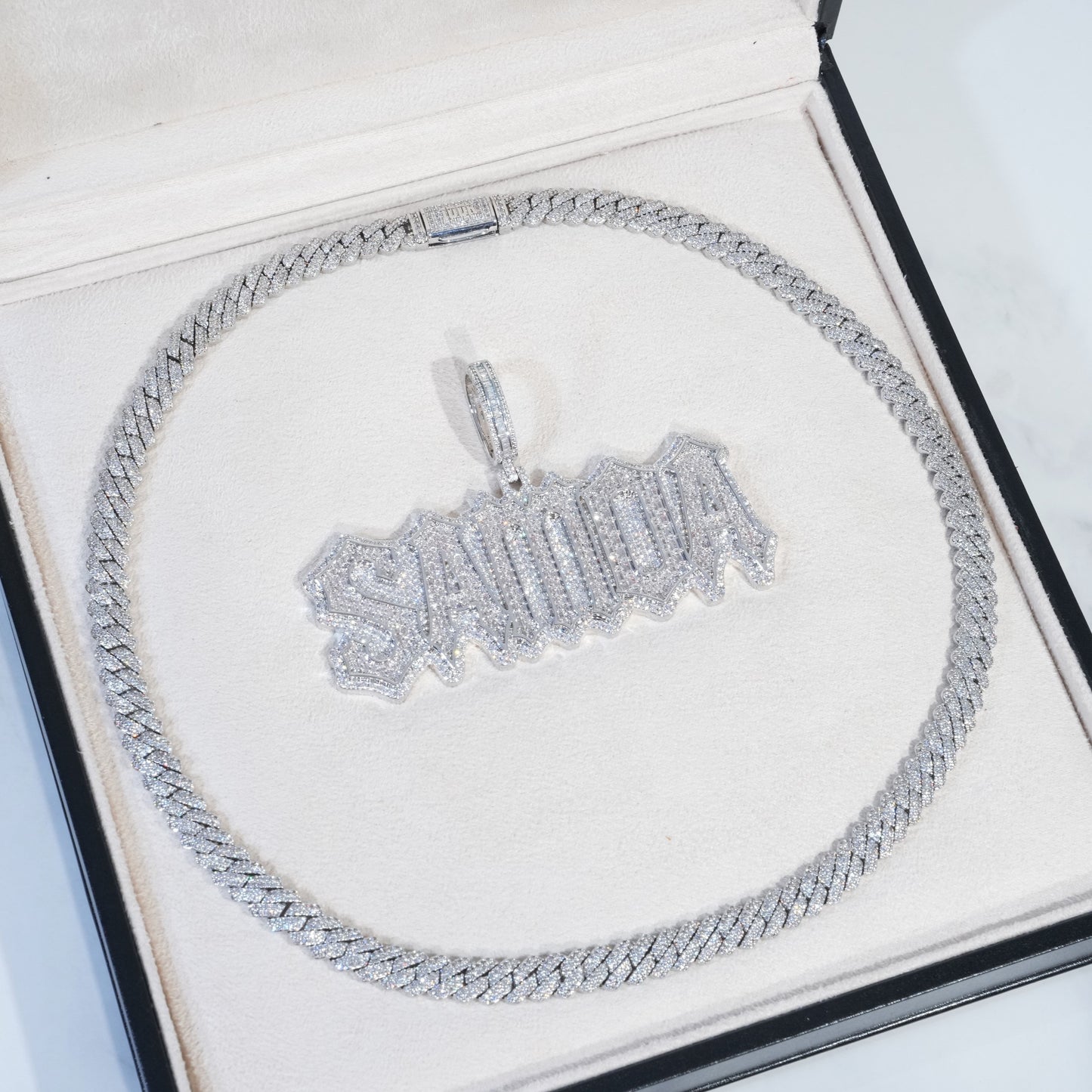 Custom S925 Baguette Moissanite Letter Pendant