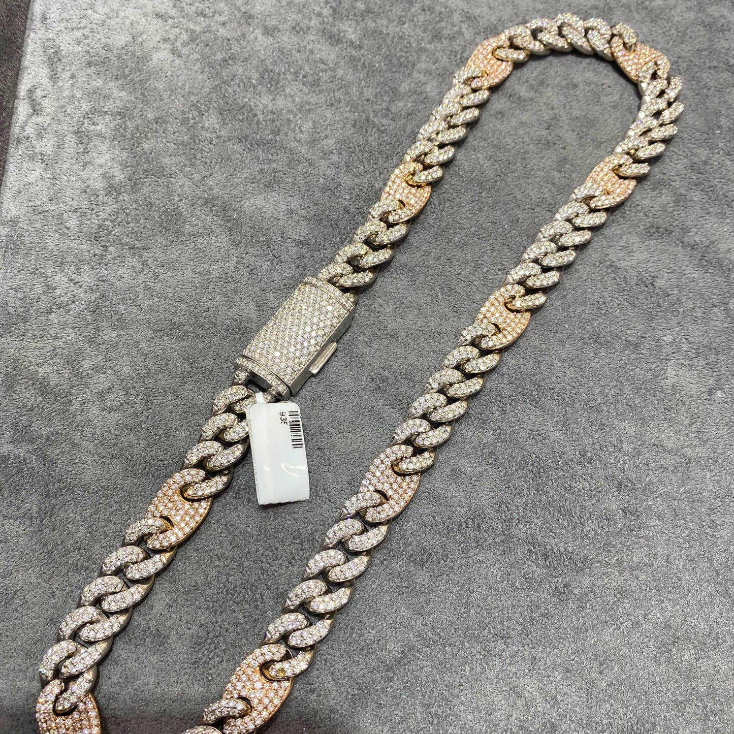 14k Bust Down Mariner Cuban Chain Rose 163 Grams | 19 ct | Two Tone