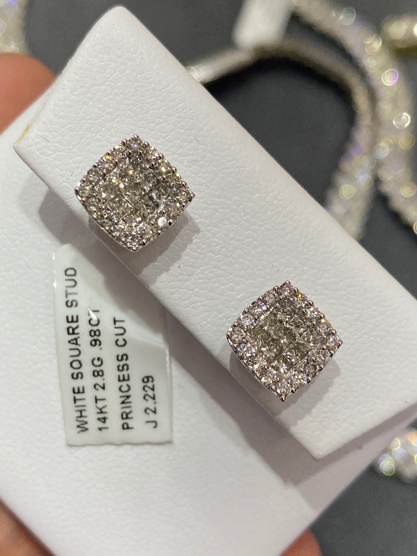 14k Vs1 natural diamonds 💎 square stud 1.2 carats earrings