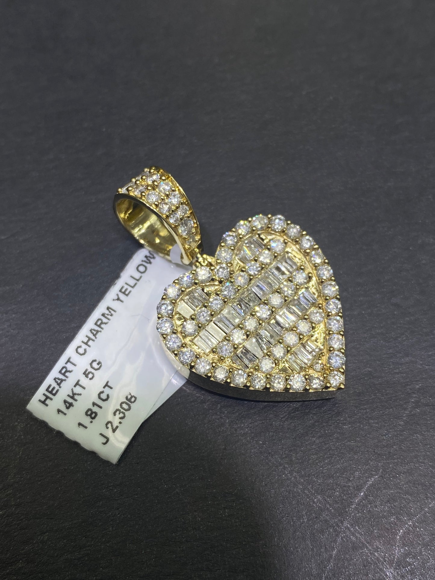 New 14k Heart❤️ Pendant Baguettes Vs1 Natural Diamonds 1.8 cts.t.w