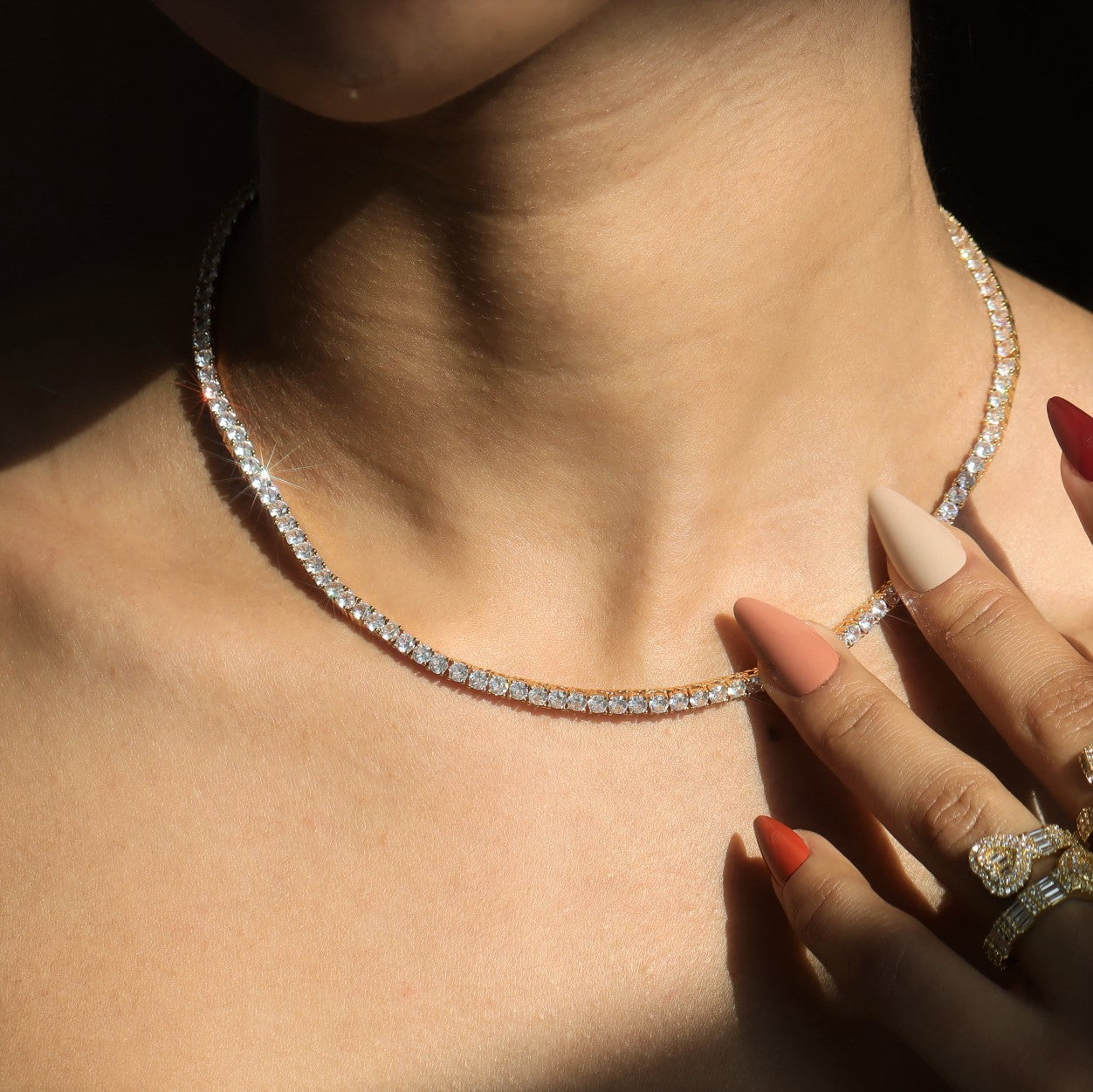 3mm Round Cut Diamond Tennis Chain-Moissanite 50% OFF