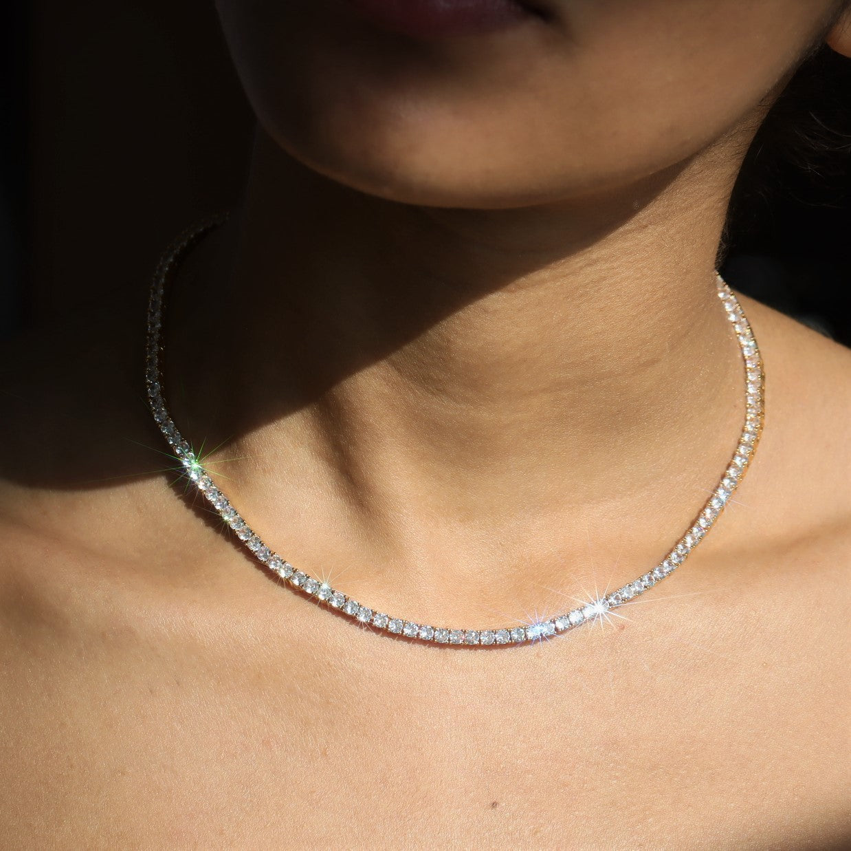 3mm Round Cut Diamond Tennis Chain-Moissanite 50% OFF