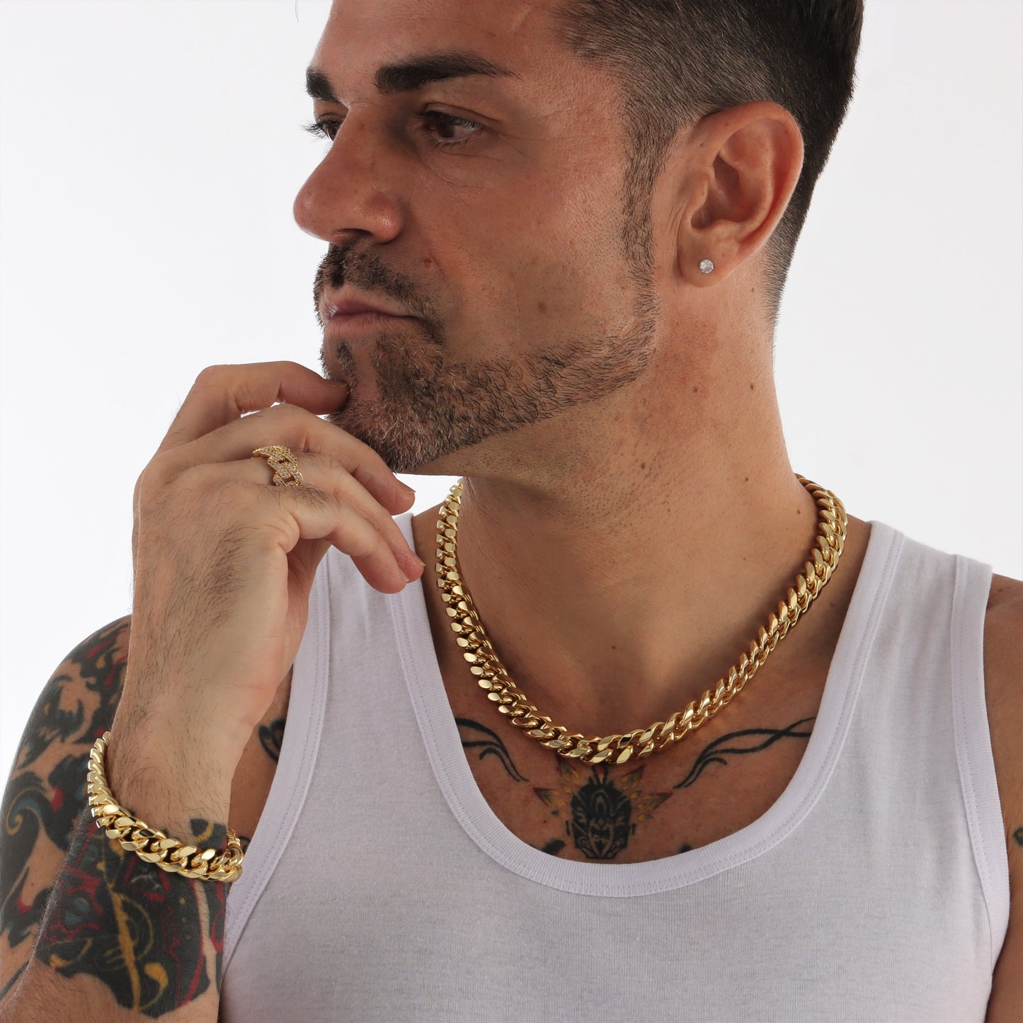 12mm Cuban Link Bracelet in Gold