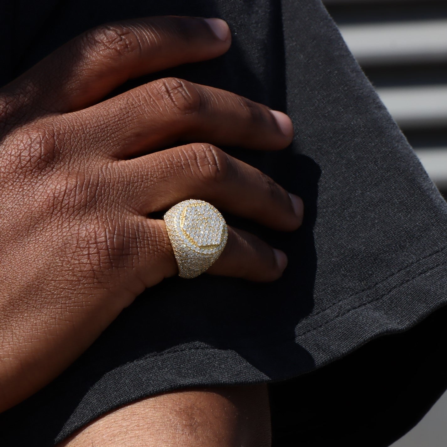 VVS Moissanite Layered Signet Ring in Sterling Silver