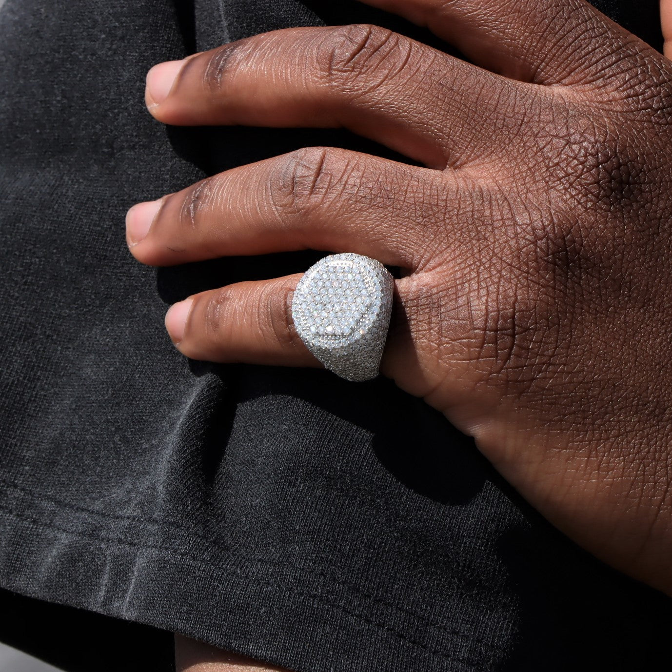 VVS Moissanite Layered Signet Ring in Sterling Silver