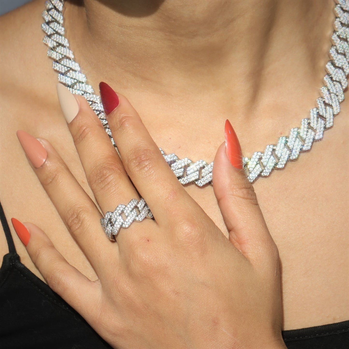 Women's Moissanite Prong Cuban Ring