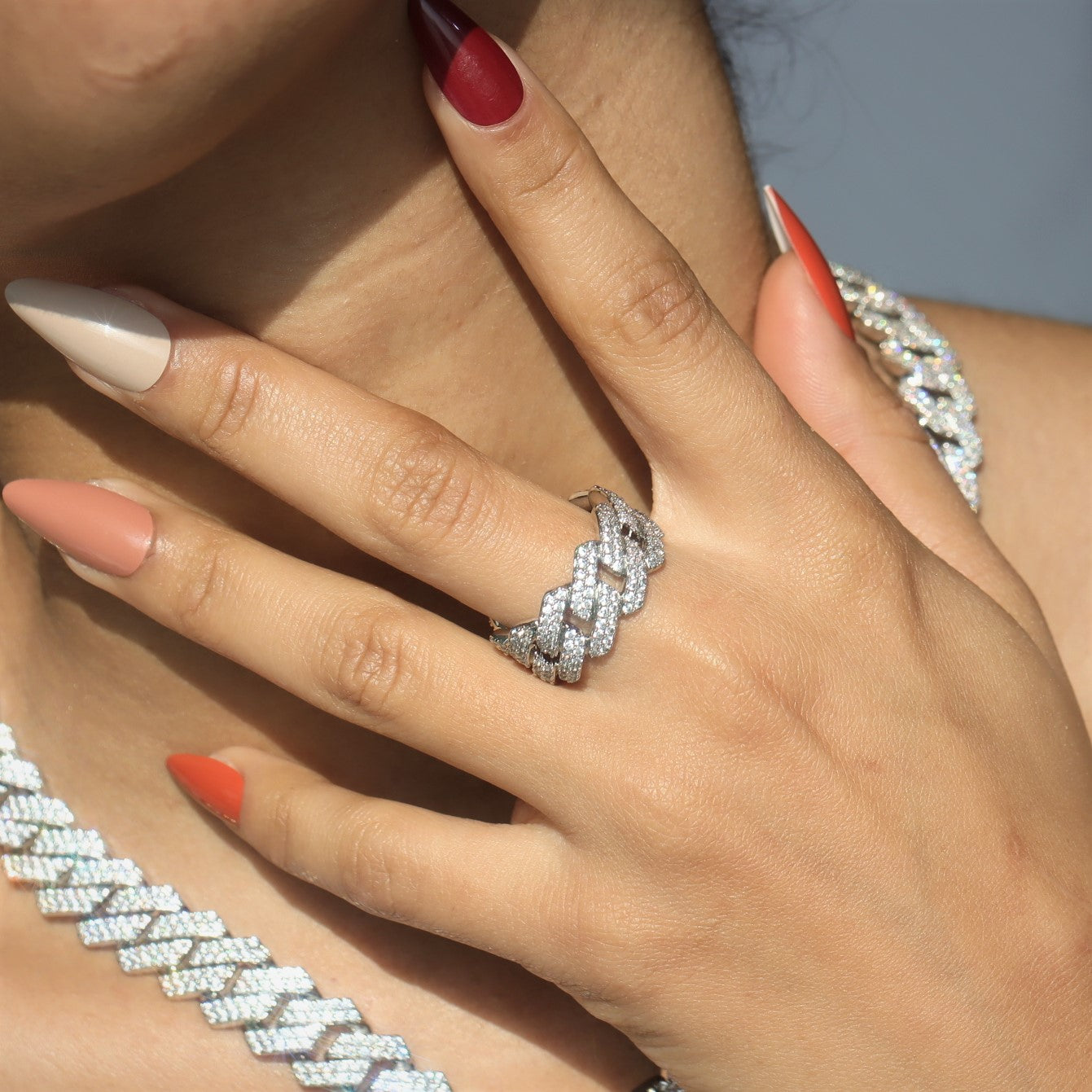 Women's Moissanite Prong Cuban Ring