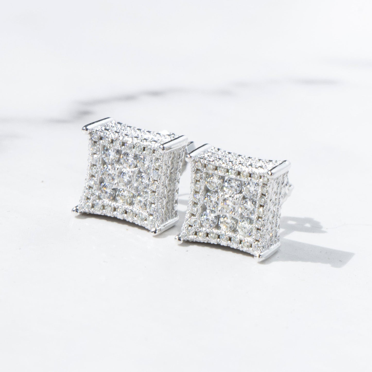 10mm Square Moissanite Pave S925 Stud Earrings