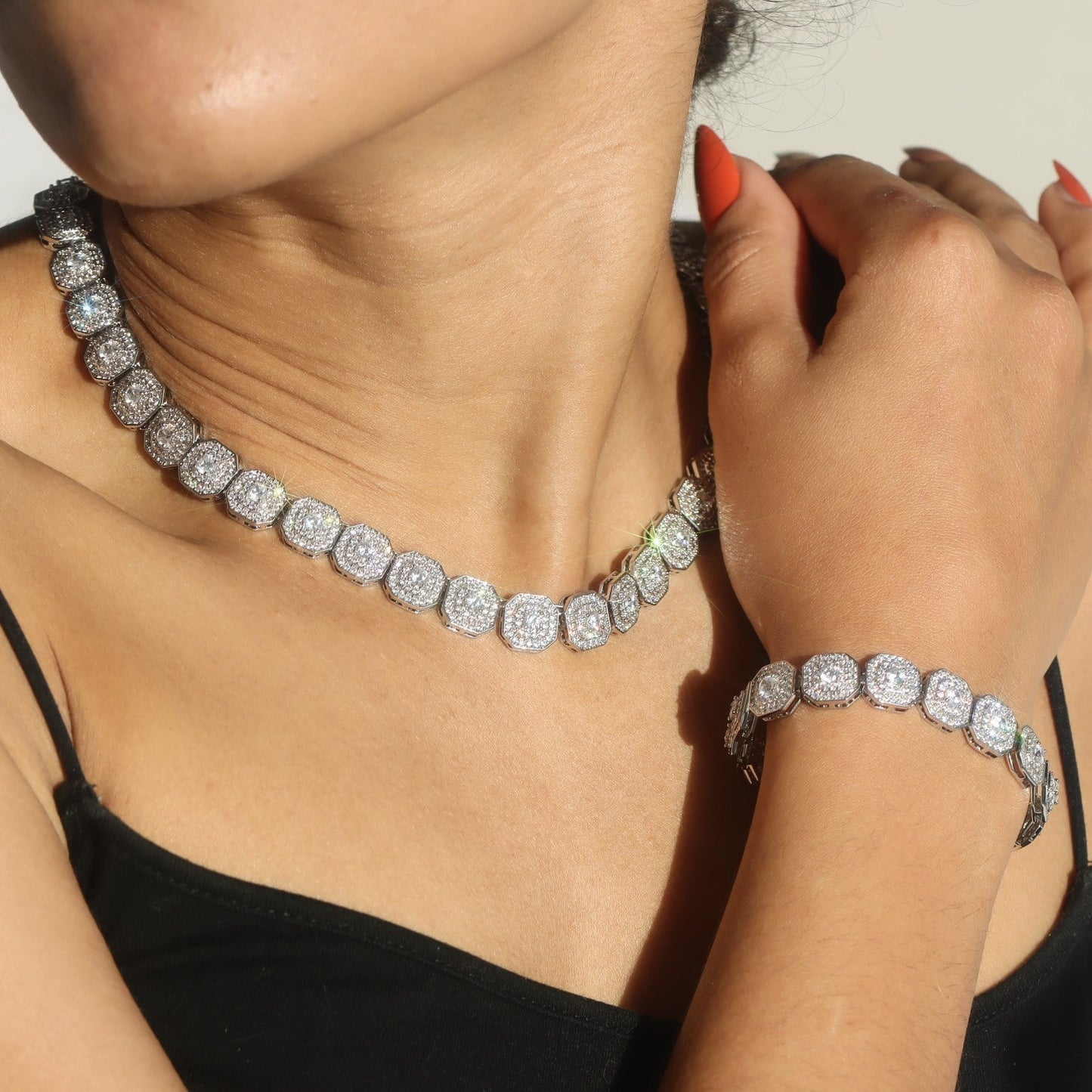 10mm Clustered Tennis Chain Necklace