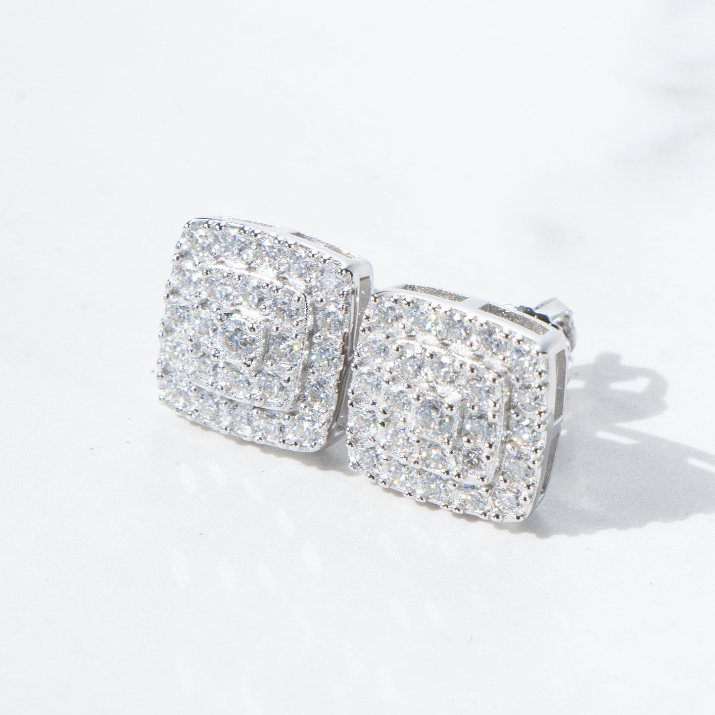 Moissanite Pave Cushion Stud Earrings