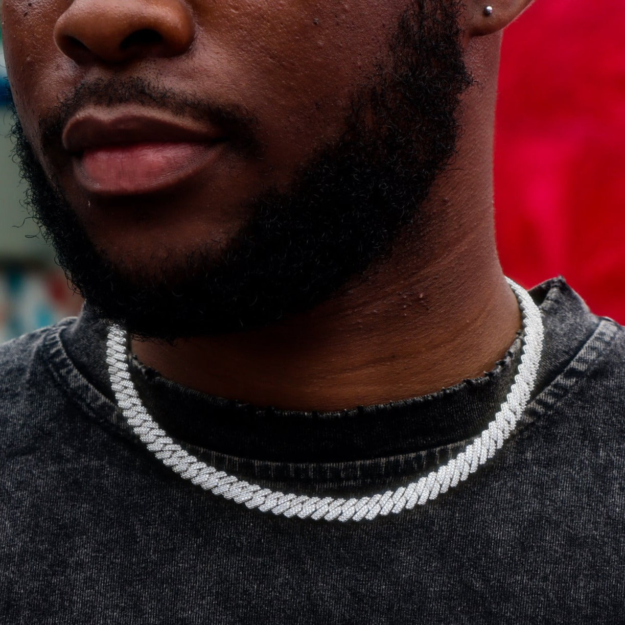 8mm Diamond Prong Cuban Chain