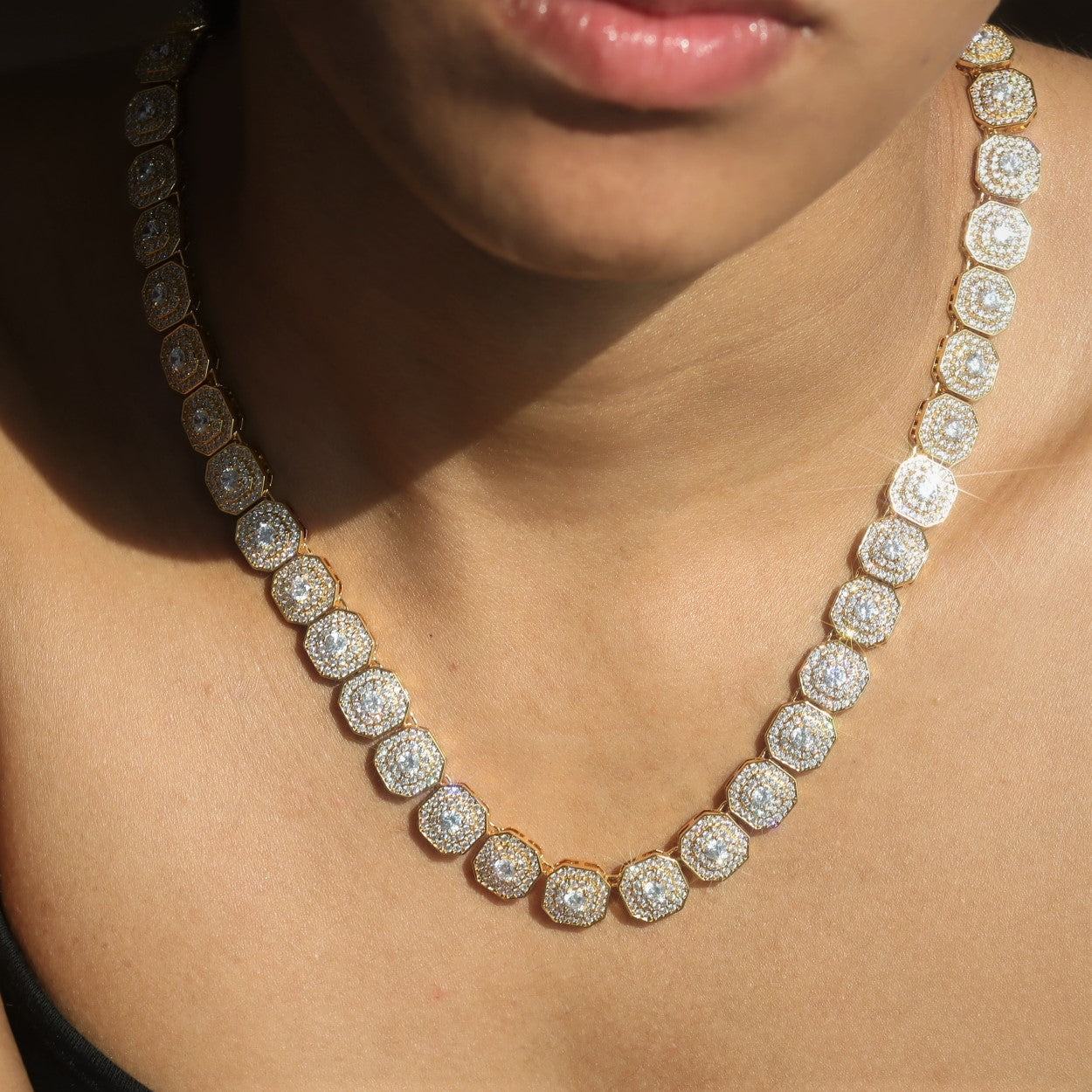 10mm Clustered Tennis Chain Necklace