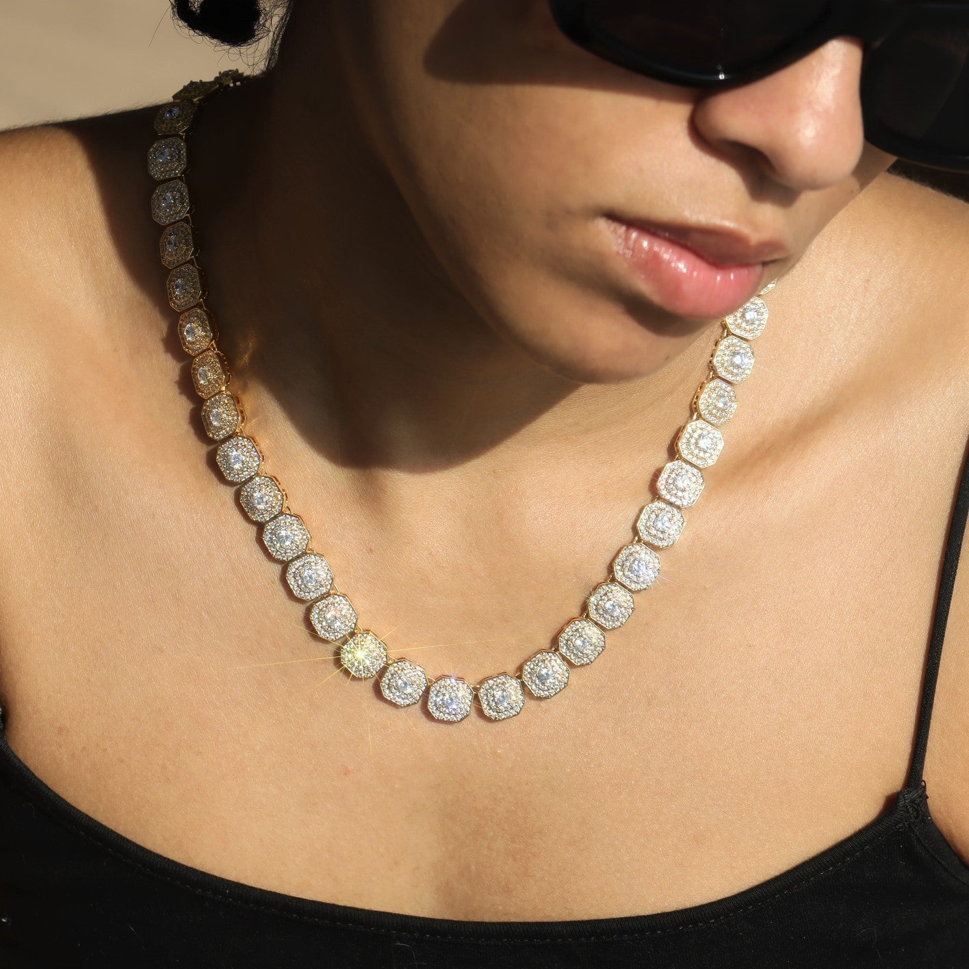 10mm Clustered Tennis Chain Necklace