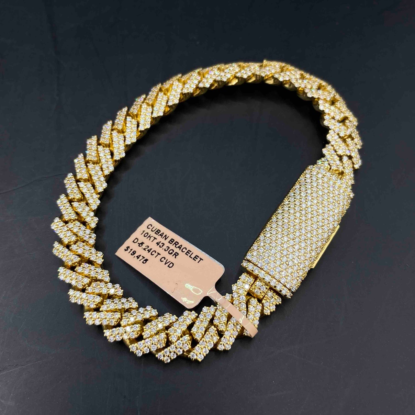 10k Iced Out Cuban Link Bracelet | REAL CVD VVS | Yellow Gold
