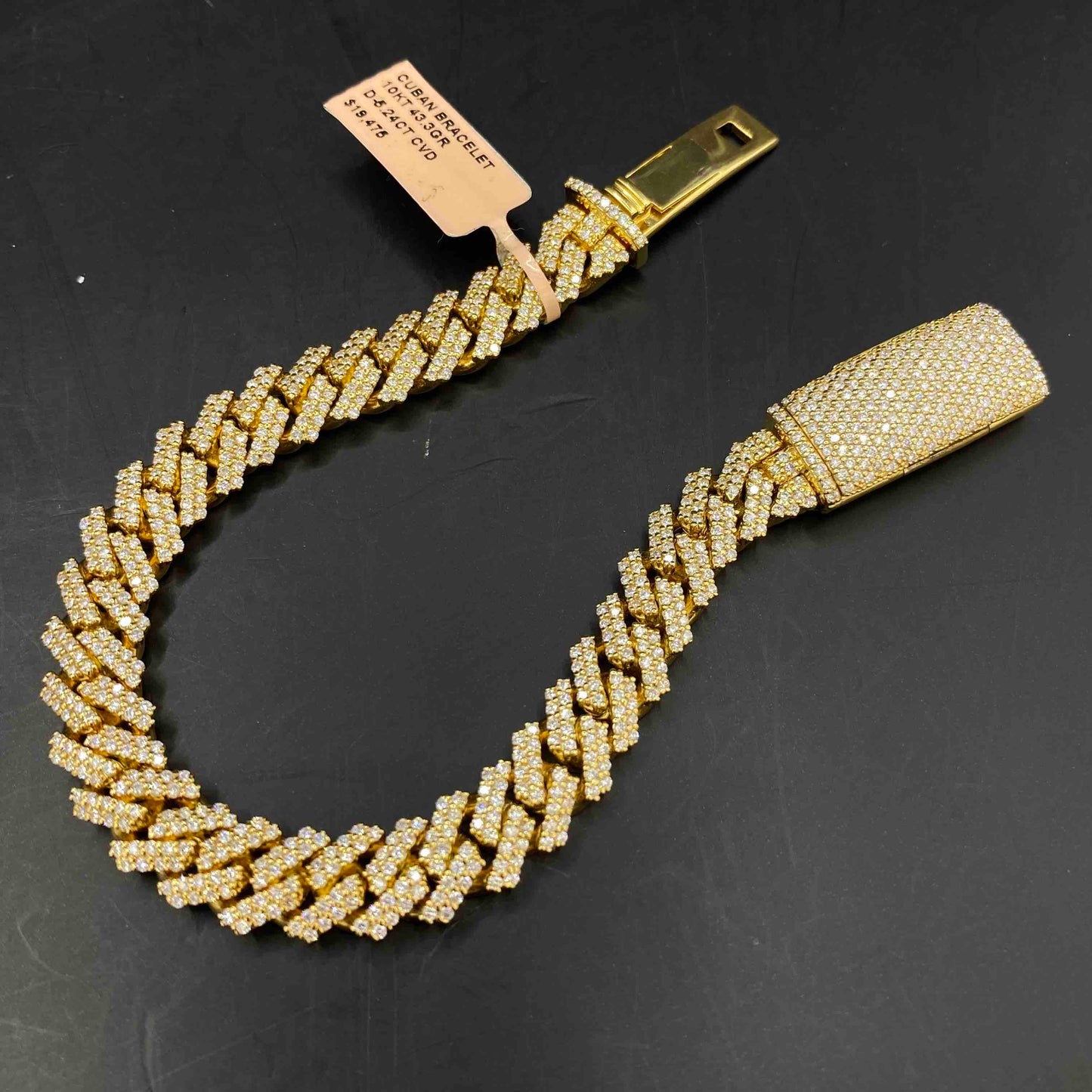 10k Iced Out Cuban Link Bracelet | REAL CVD VVS | Yellow Gold
