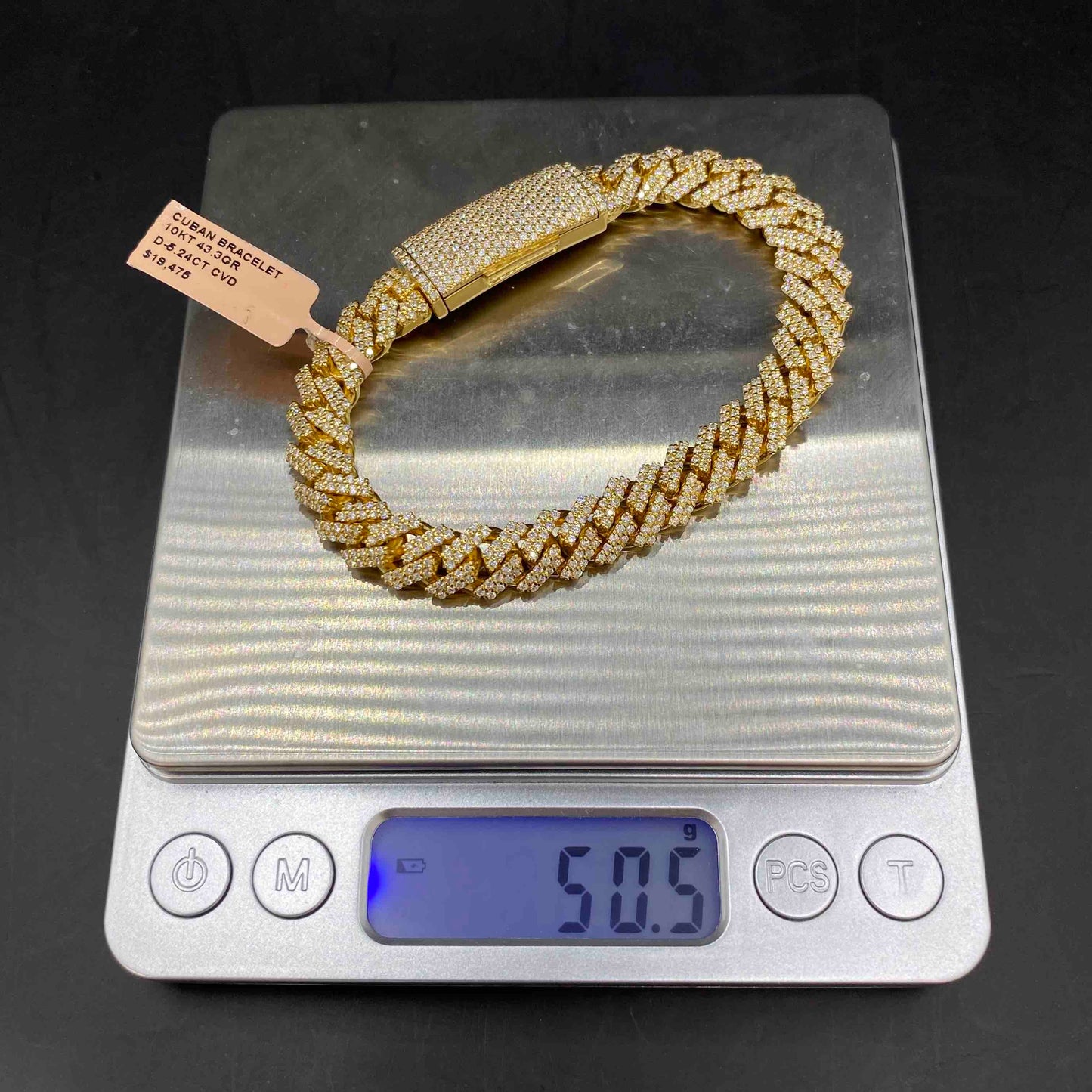 10k Iced Out Cuban Link Bracelet | REAL CVD VVS | Yellow Gold