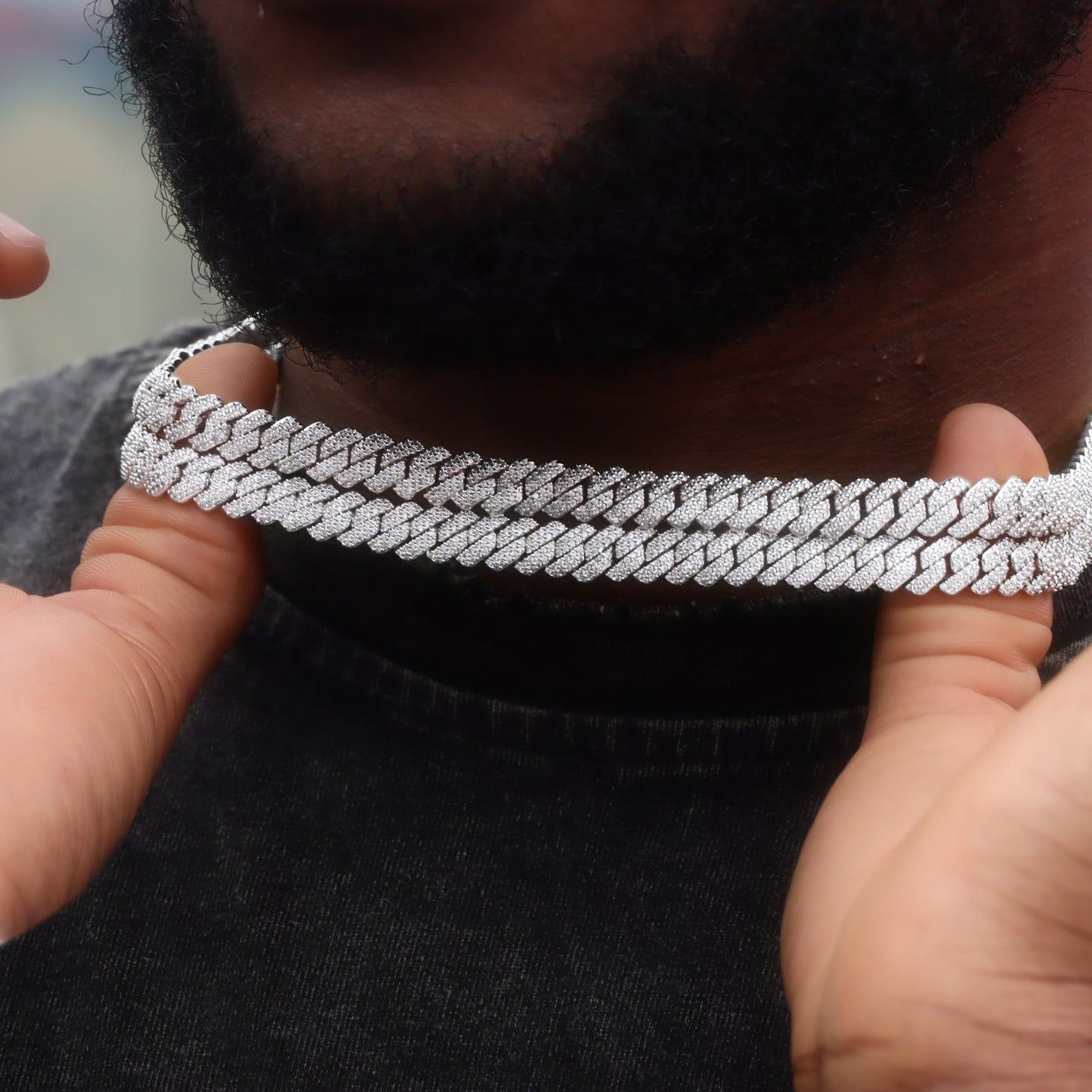8mm Diamond Prong Cuban Chain