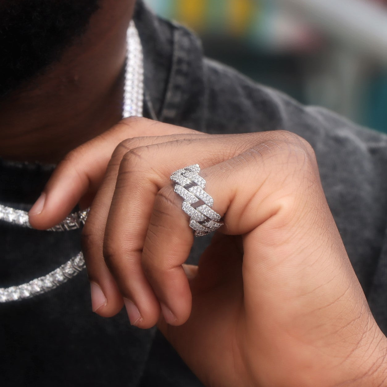 Moissanite S925 Prong Cuban Ring