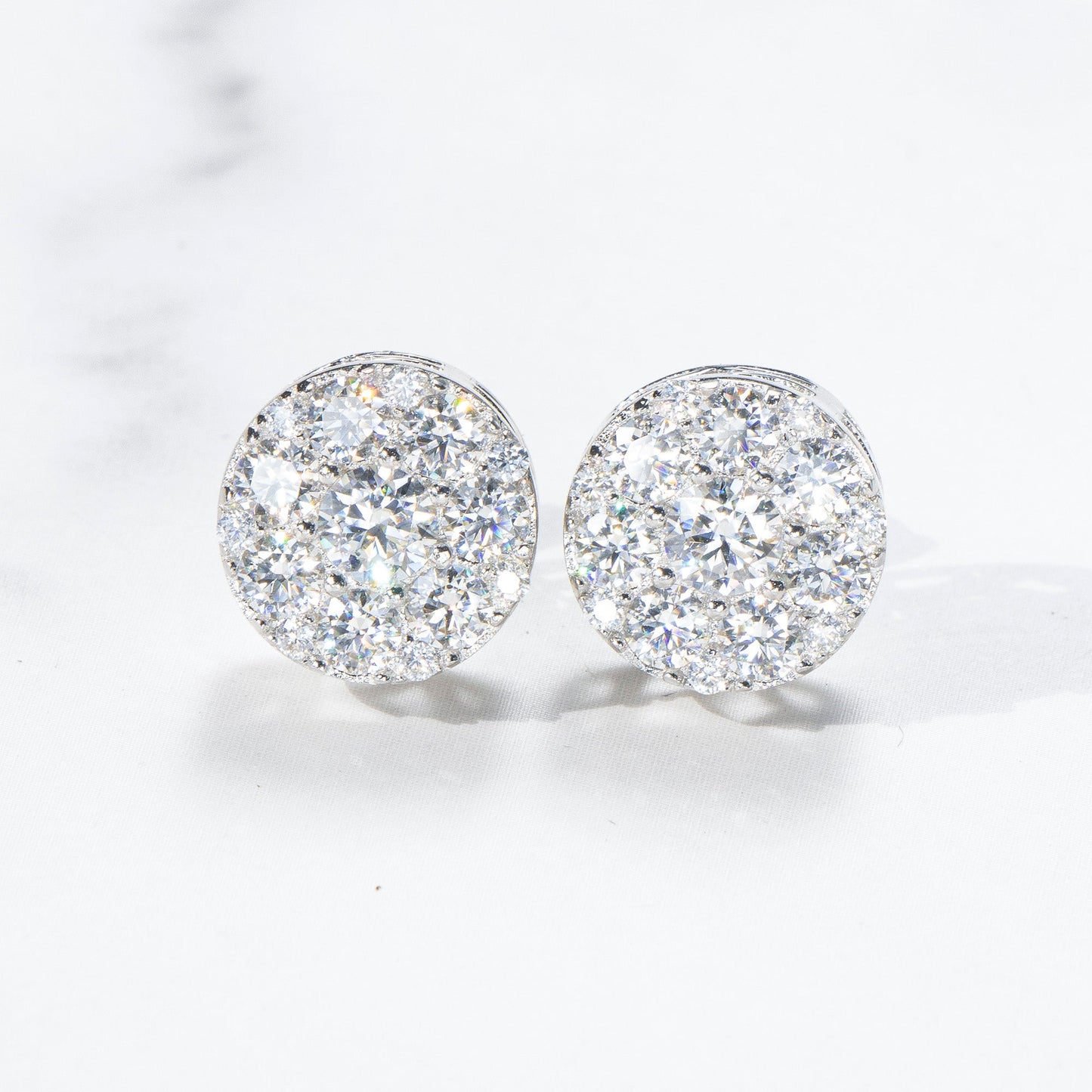 11mm Moissanite Pave S925 Round Stud Earrings