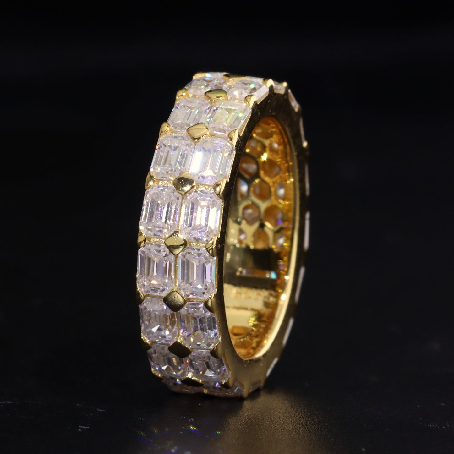 Two-Row Emerald Moissanite Ring Band