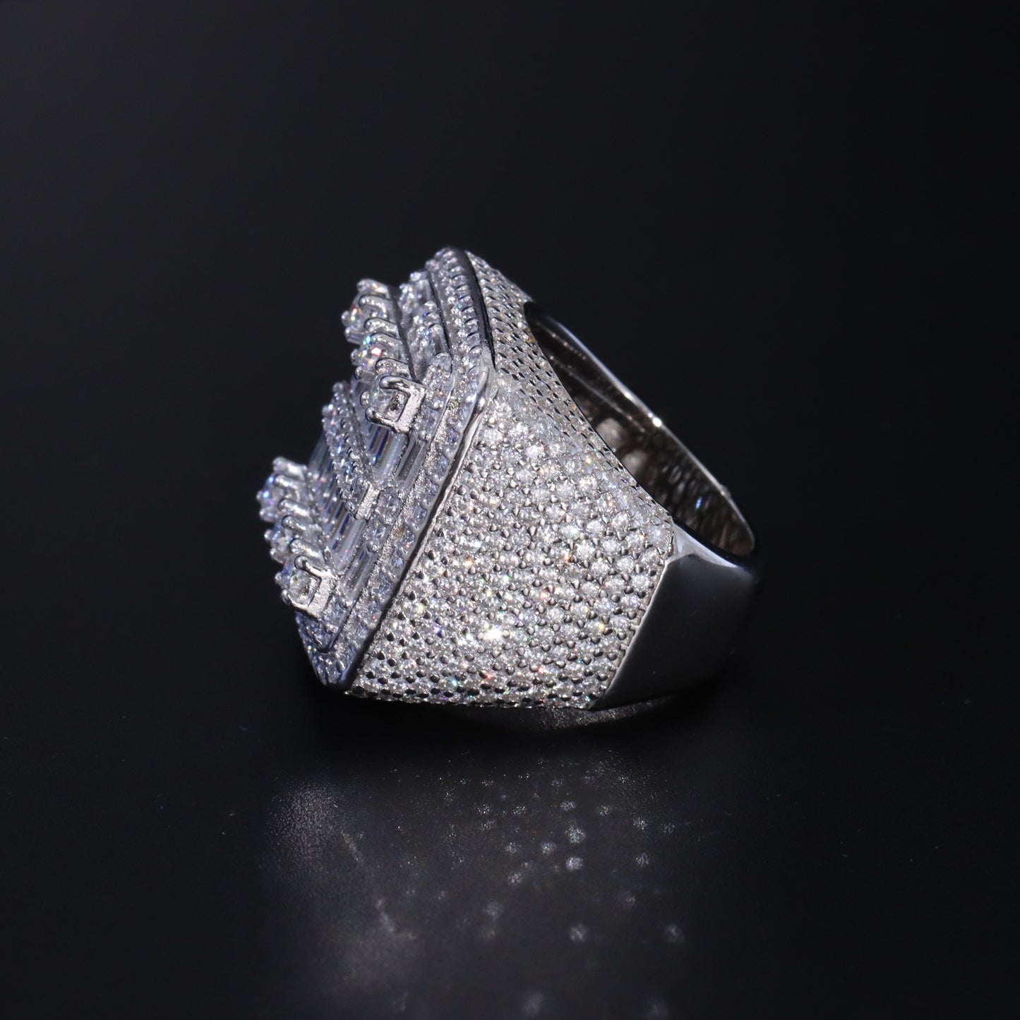 Moissanite Baguette Signet Ring