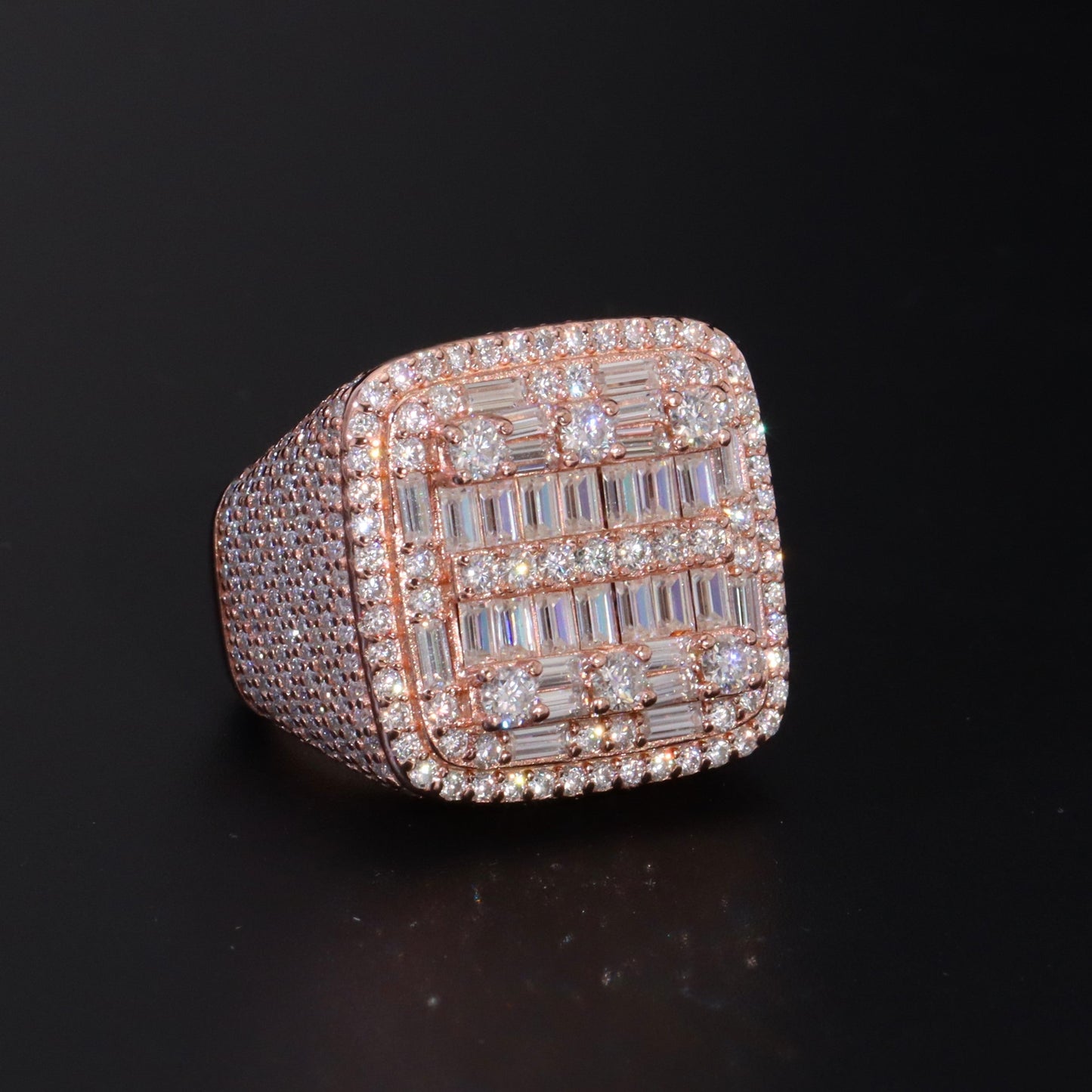 Moissanite Baguette Signet Ring