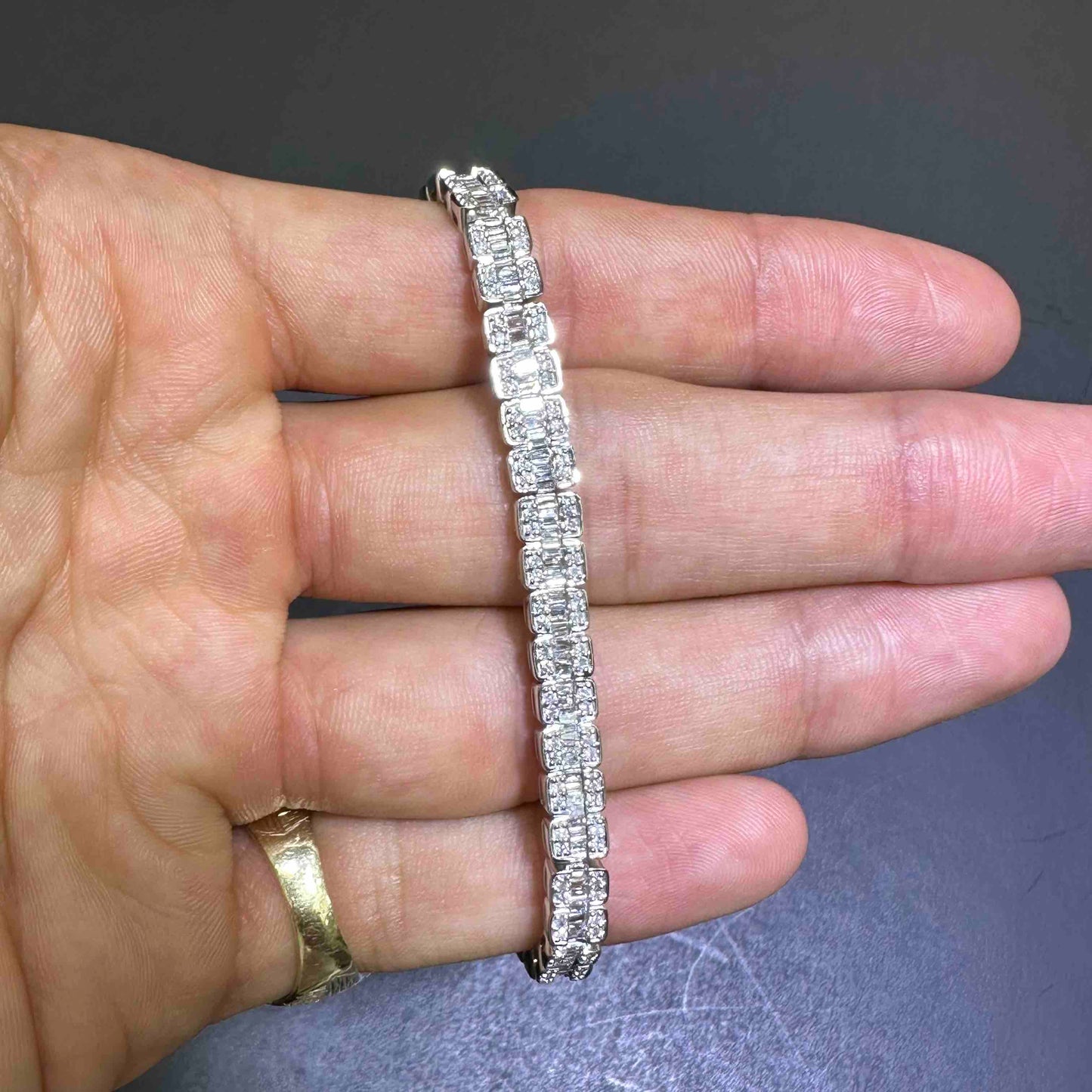 Diamond 14k Baguette Bracelet Iced Out 17 Grams Natural π