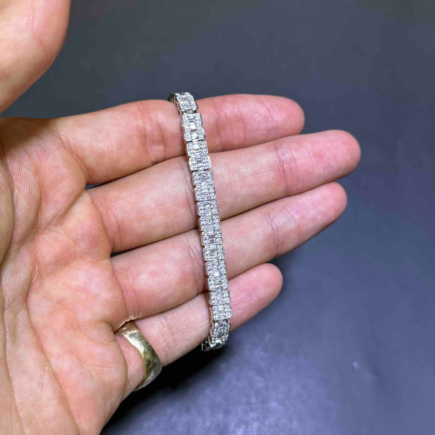 Diamond 14k Baguette Bracelet Iced Out 17 Grams Natural π