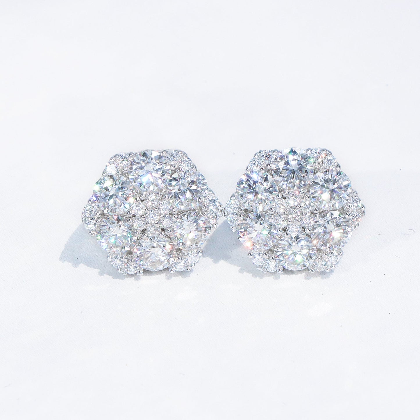 12mm Moissanite S925 Hexagon Stud Earrings
