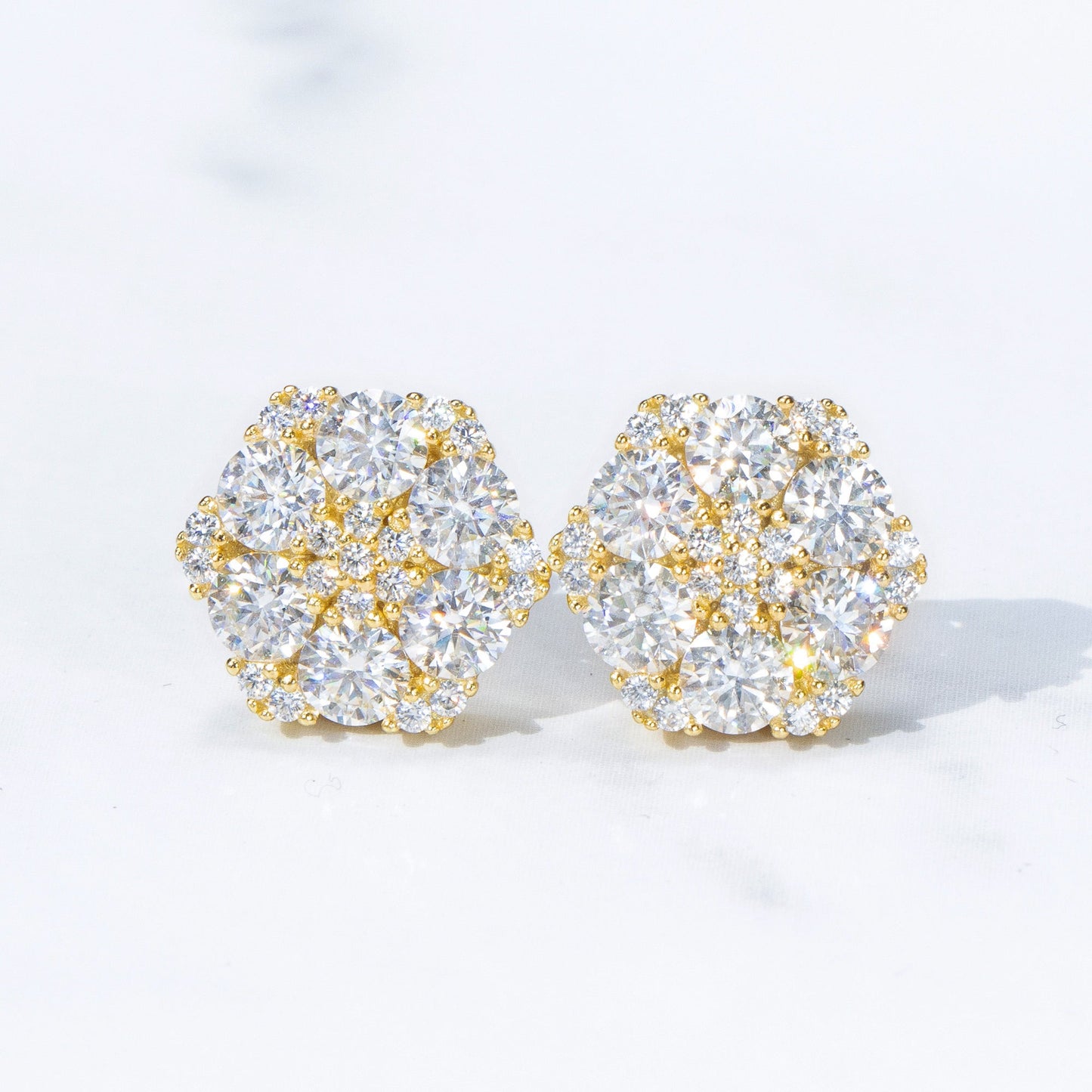 12mm Moissanite S925 Hexagon Stud Earrings